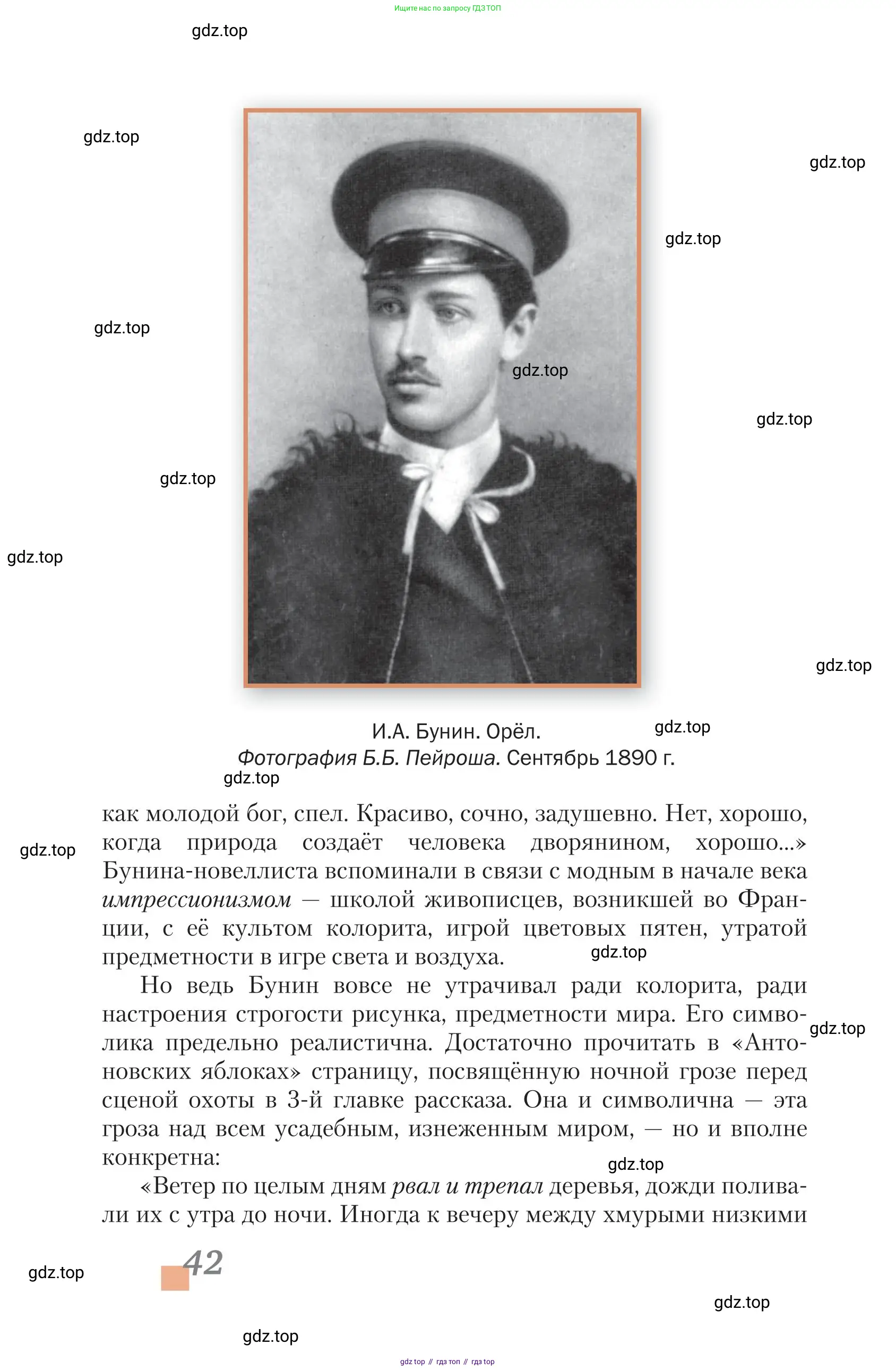 Литература, 11 класс Учебник, авторы: Зинин Сергей Александрович, Чалмаев Виктор Андреевич, издательство Русское слово, Москва, 2019, оранжевого цвета, страница 42