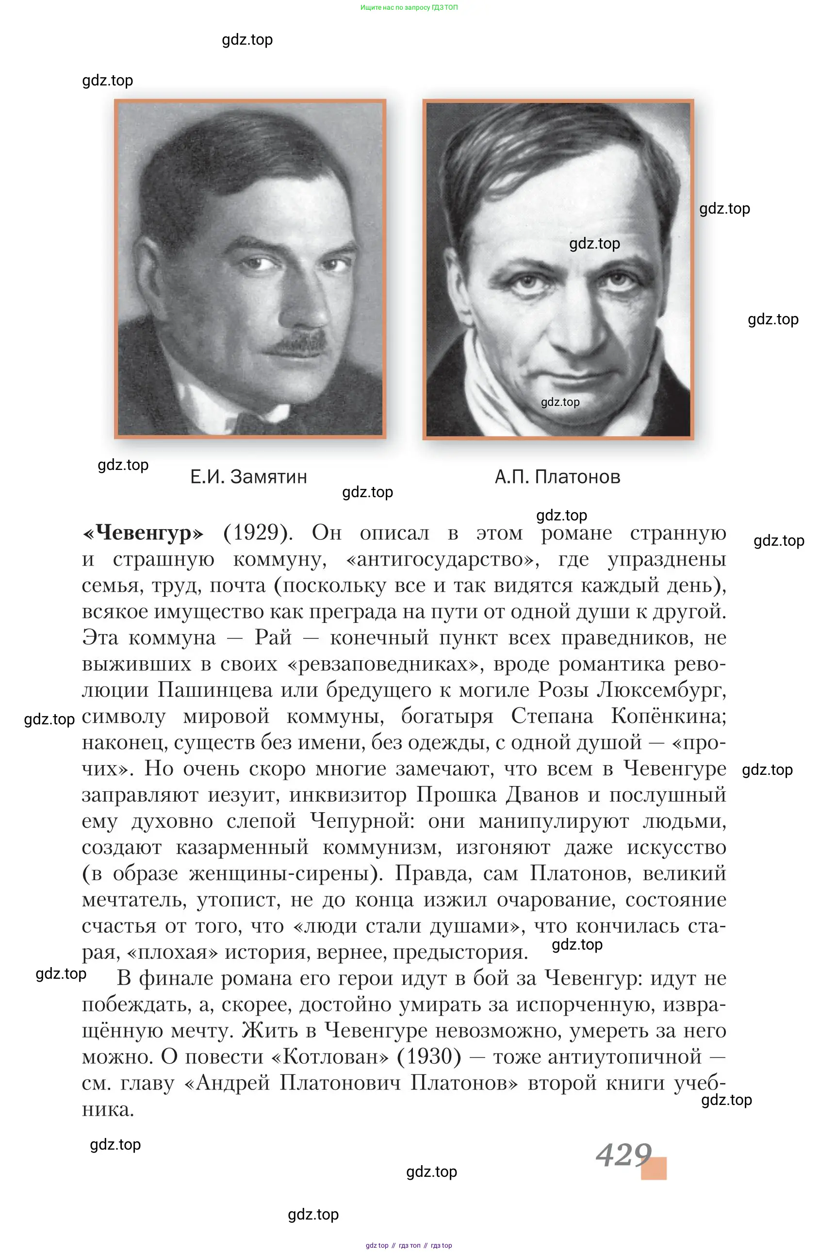 Литература, 11 класс Учебник, авторы: Зинин Сергей Александрович, Чалмаев Виктор Андреевич, издательство Русское слово, Москва, 2019, оранжевого цвета, Часть 2, страница 429