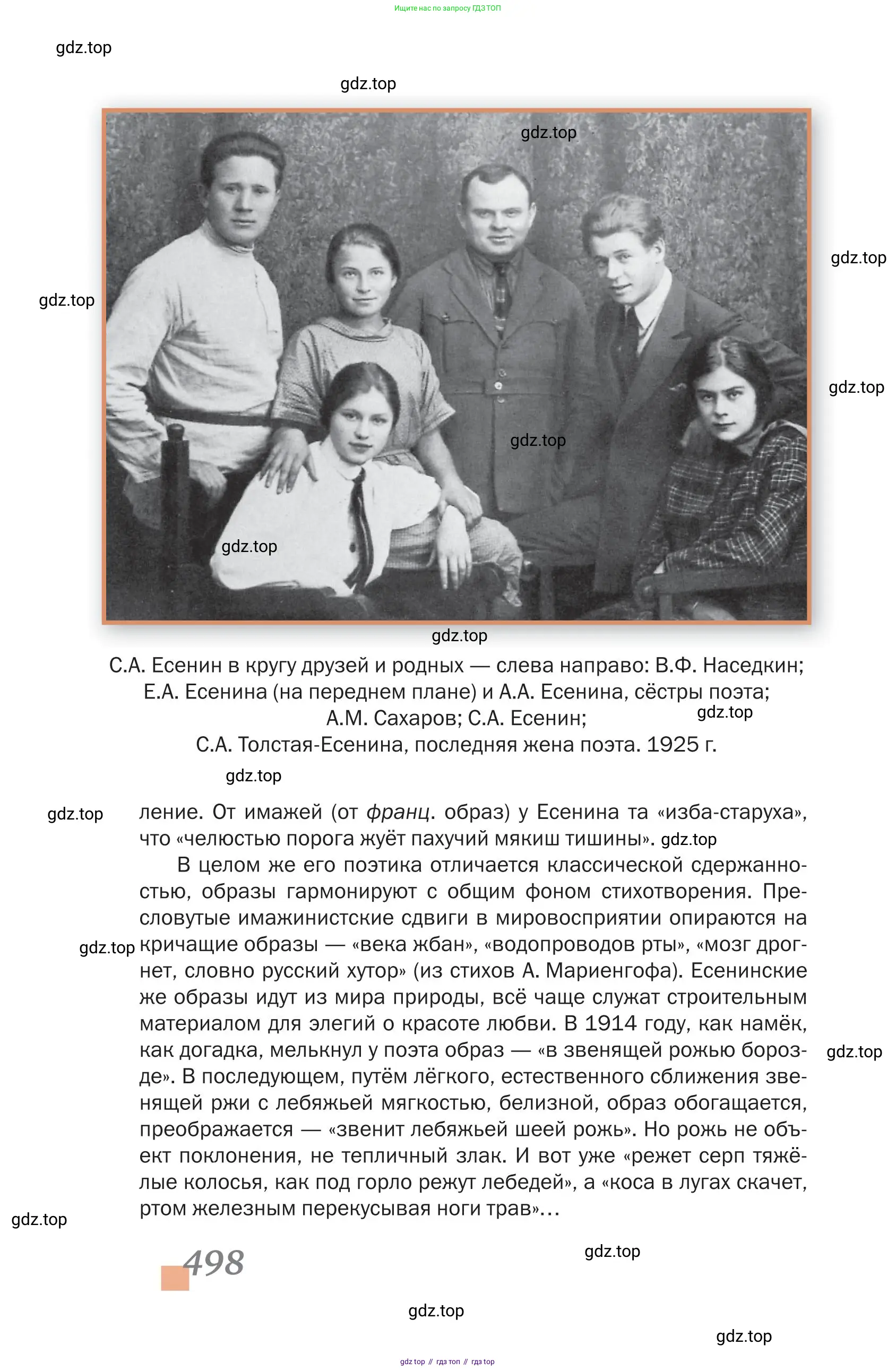Литература, 11 класс Учебник, авторы: Зинин Сергей Александрович, Чалмаев Виктор Андреевич, издательство Русское слово, Москва, 2019, оранжевого цвета, Часть 2, страница 498