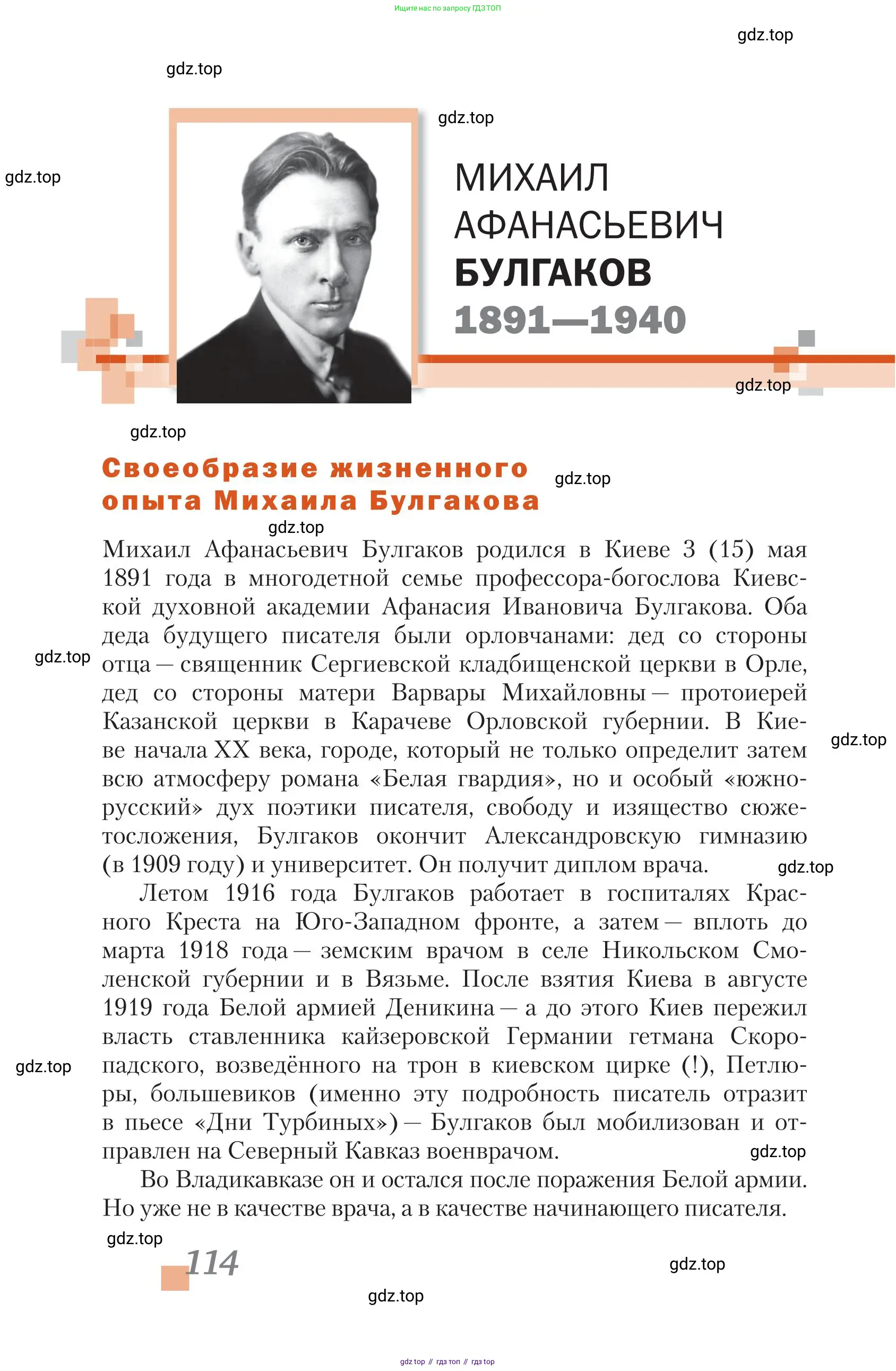 Литература, 11 класс Учебник, авторы: Зинин Сергей Александрович, Чалмаев Виктор Андреевич, издательство Русское слово, Москва, 2019, оранжевого цвета, Часть 2, страница 114