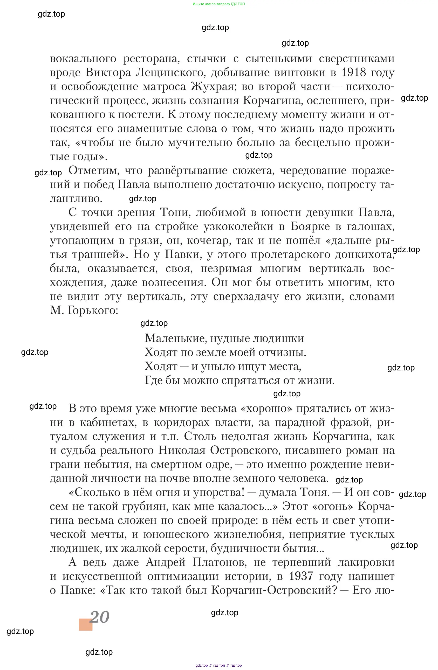 Литература, 11 класс Учебник, авторы: Зинин Сергей Александрович, Чалмаев Виктор Андреевич, издательство Русское слово, Москва, 2019, оранжевого цвета, Часть 1, страница 20