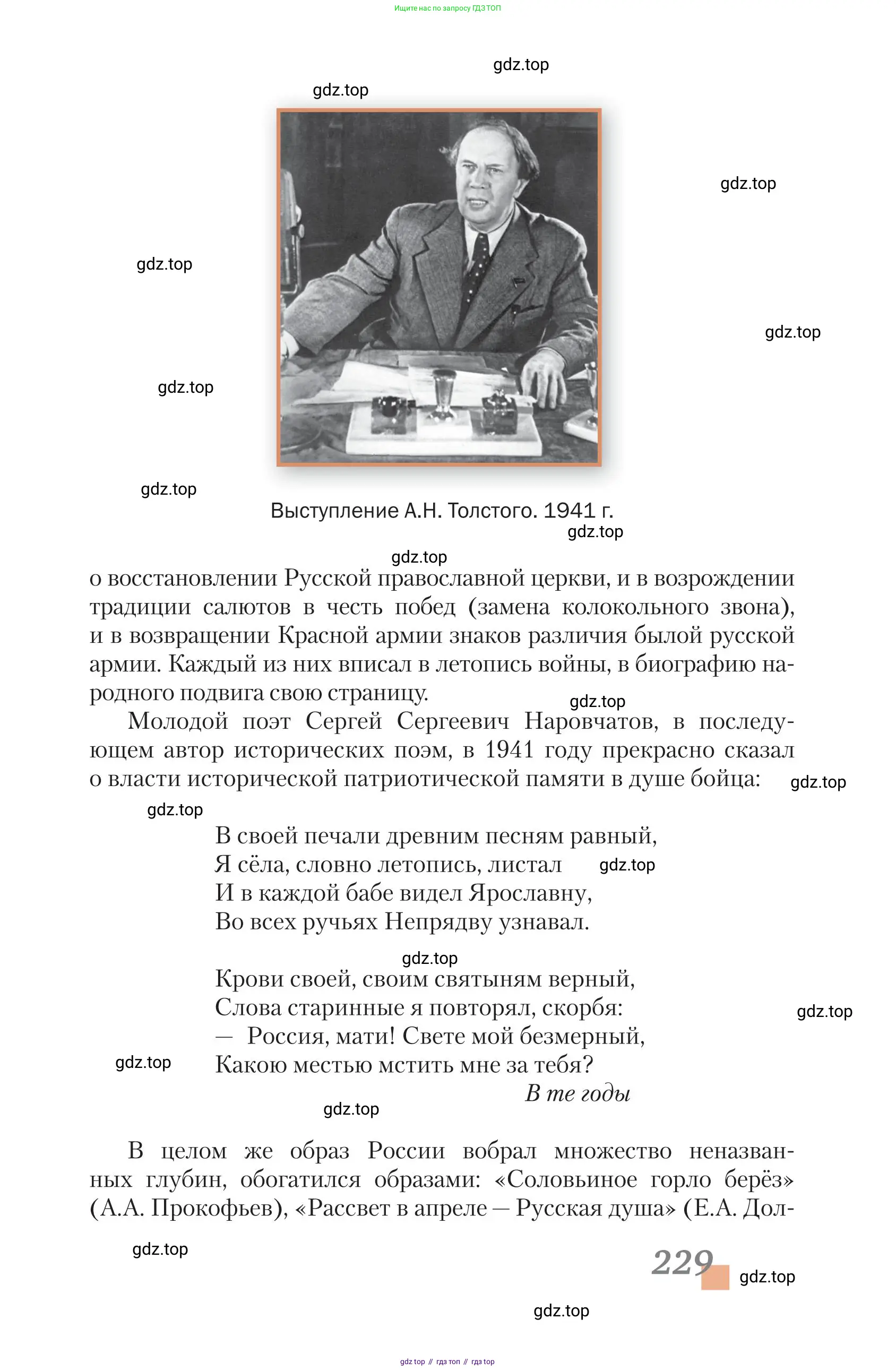Литература, 11 класс Учебник, авторы: Зинин Сергей Александрович, Чалмаев Виктор Андреевич, издательство Русское слово, Москва, 2019, оранжевого цвета, страница 229