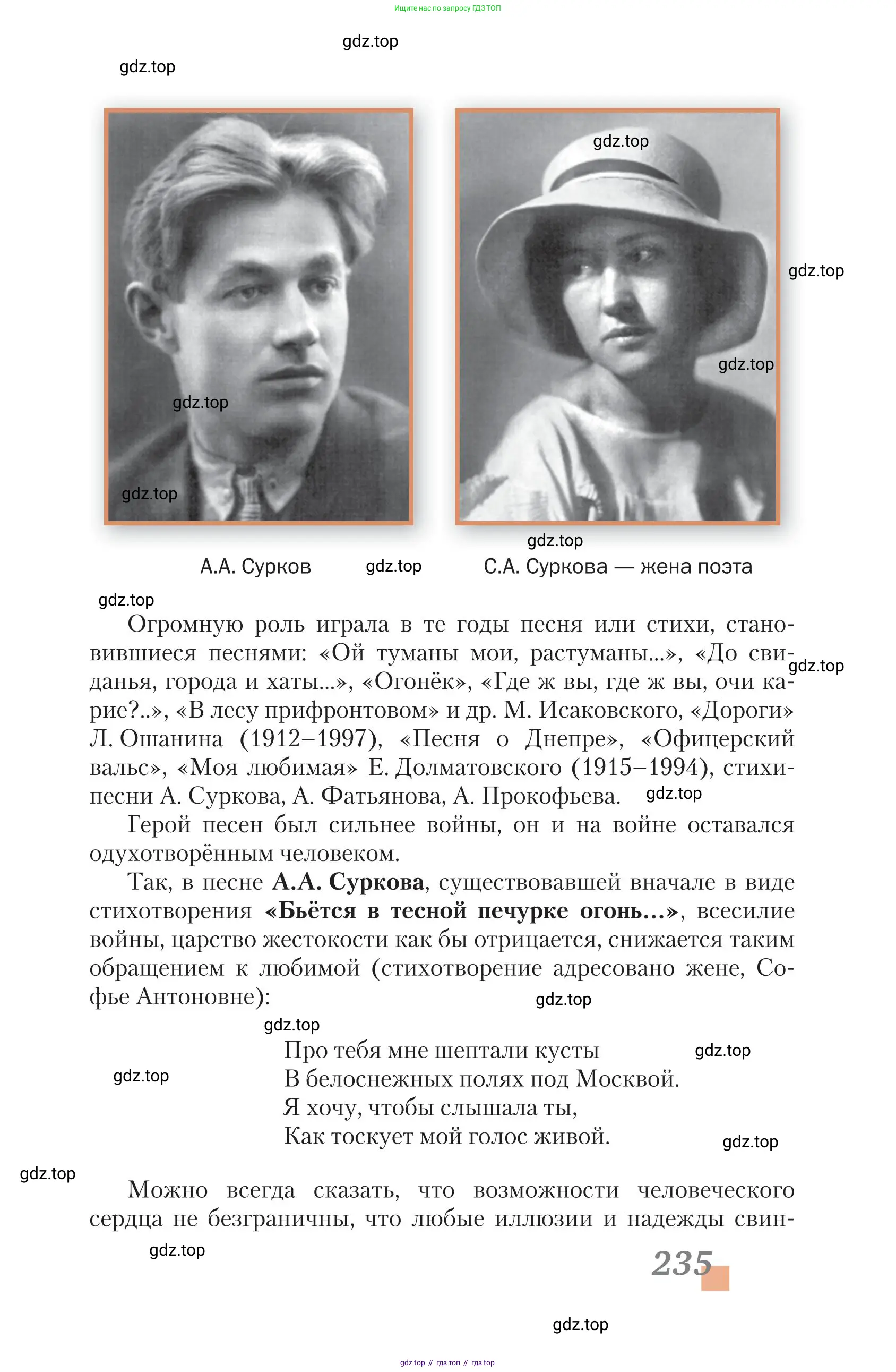 Литература, 11 класс Учебник, авторы: Зинин Сергей Александрович, Чалмаев Виктор Андреевич, издательство Русское слово, Москва, 2019, оранжевого цвета, страница 235