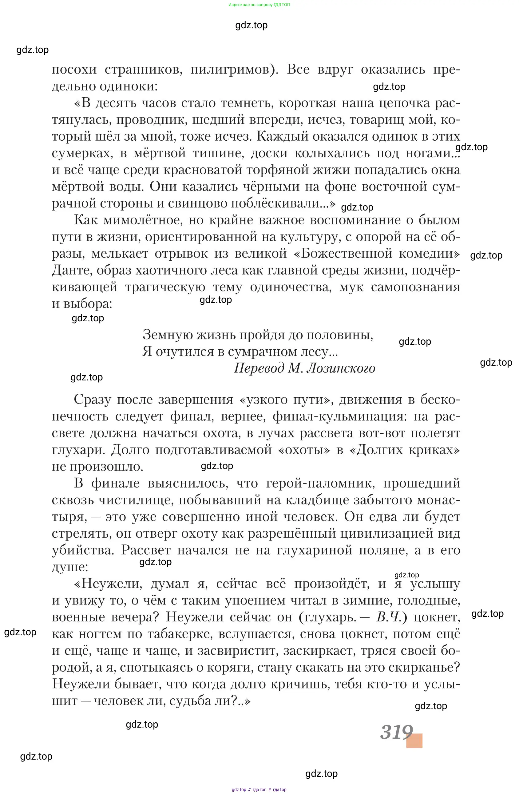 Литература, 11 класс Учебник, авторы: Зинин Сергей Александрович, Чалмаев Виктор Андреевич, издательство Русское слово, Москва, 2019, оранжевого цвета, страница 319
