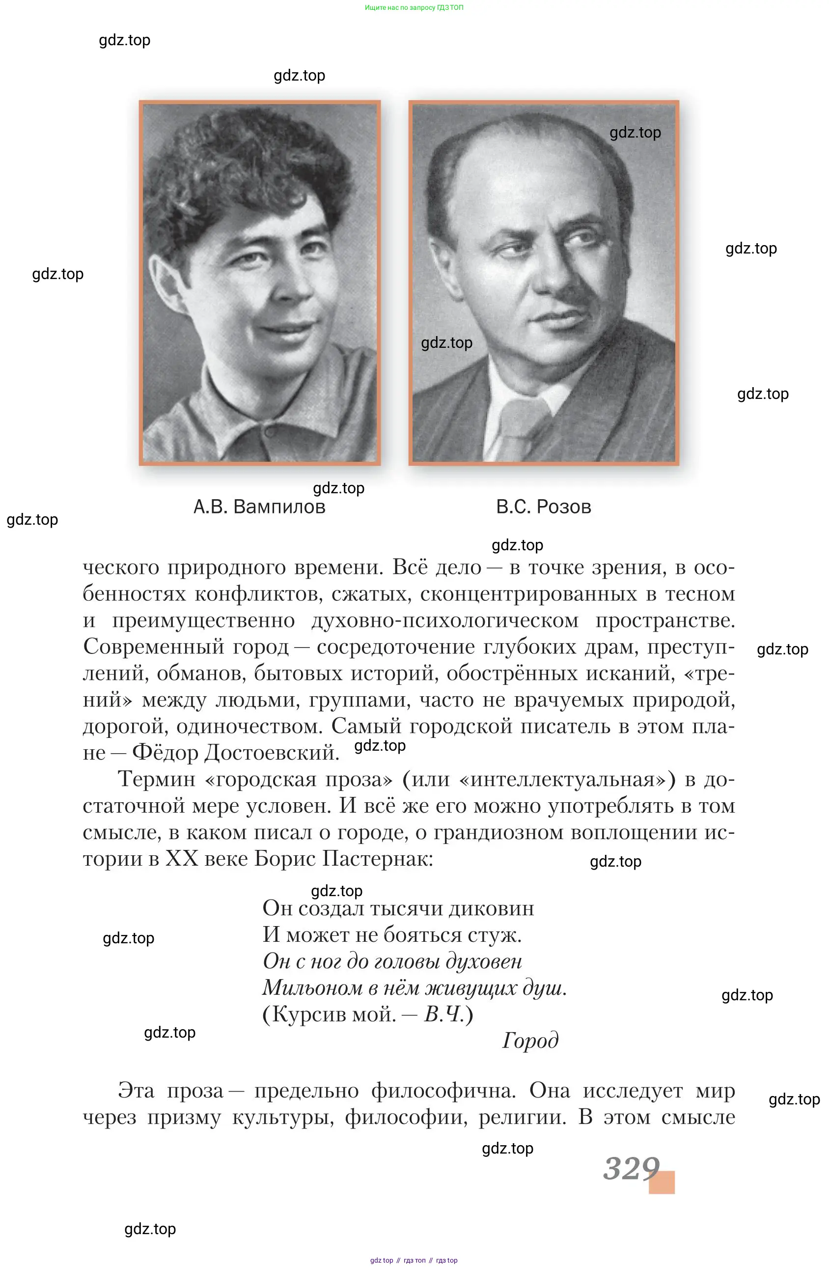 Литература, 11 класс Учебник, авторы: Зинин Сергей Александрович, Чалмаев Виктор Андреевич, издательство Русское слово, Москва, 2019, оранжевого цвета, страница 329