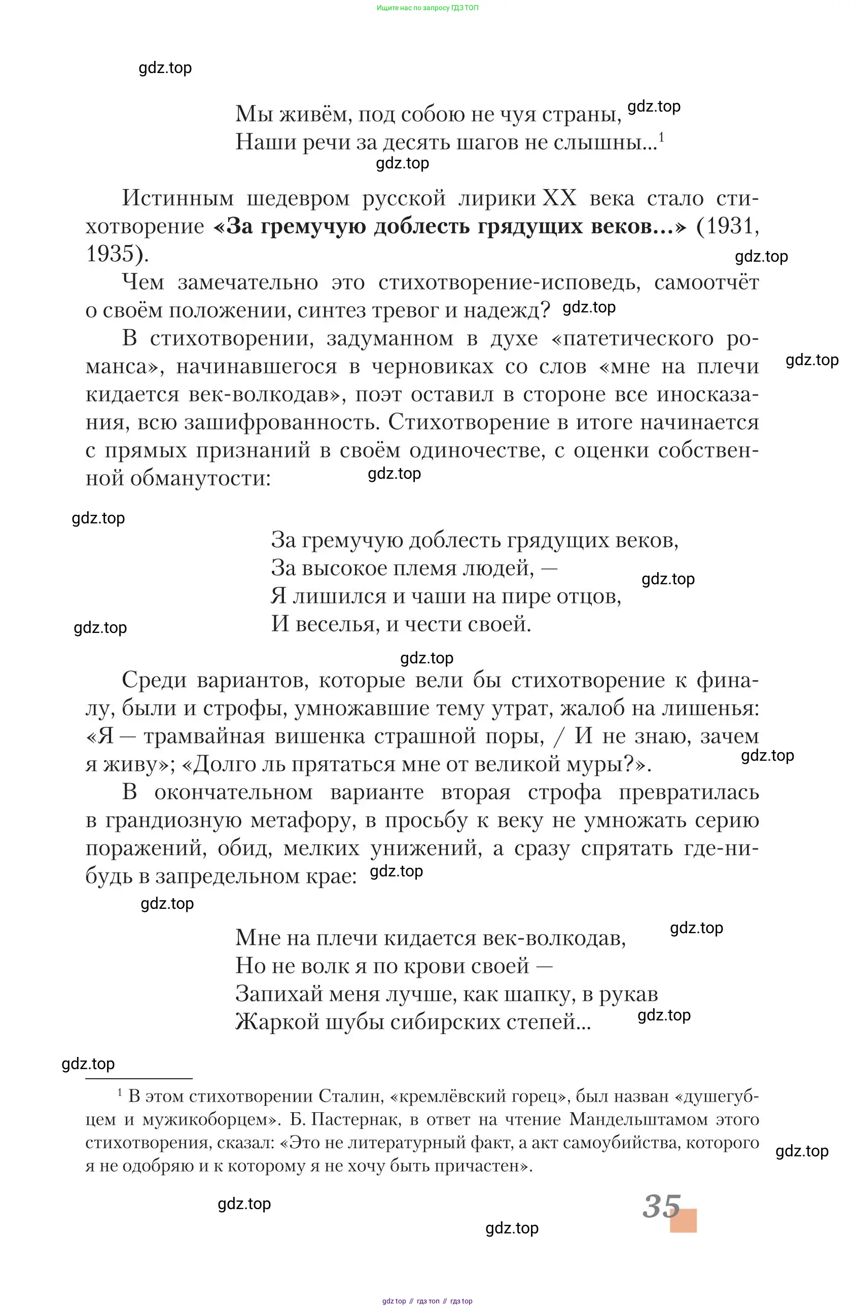 Литература, 11 класс Учебник, авторы: Зинин Сергей Александрович, Чалмаев Виктор Андреевич, издательство Русское слово, Москва, 2019, оранжевого цвета, Часть 1, страница 35