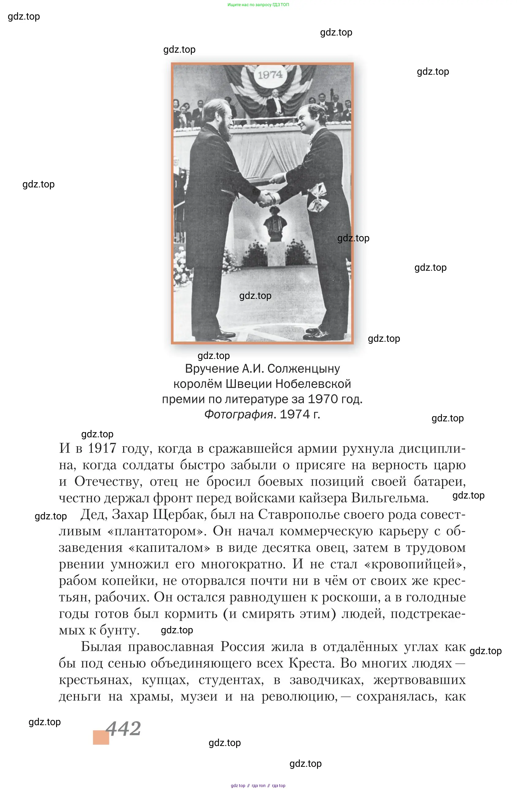 Литература, 11 класс Учебник, авторы: Зинин Сергей Александрович, Чалмаев Виктор Андреевич, издательство Русское слово, Москва, 2019, оранжевого цвета, страница 442