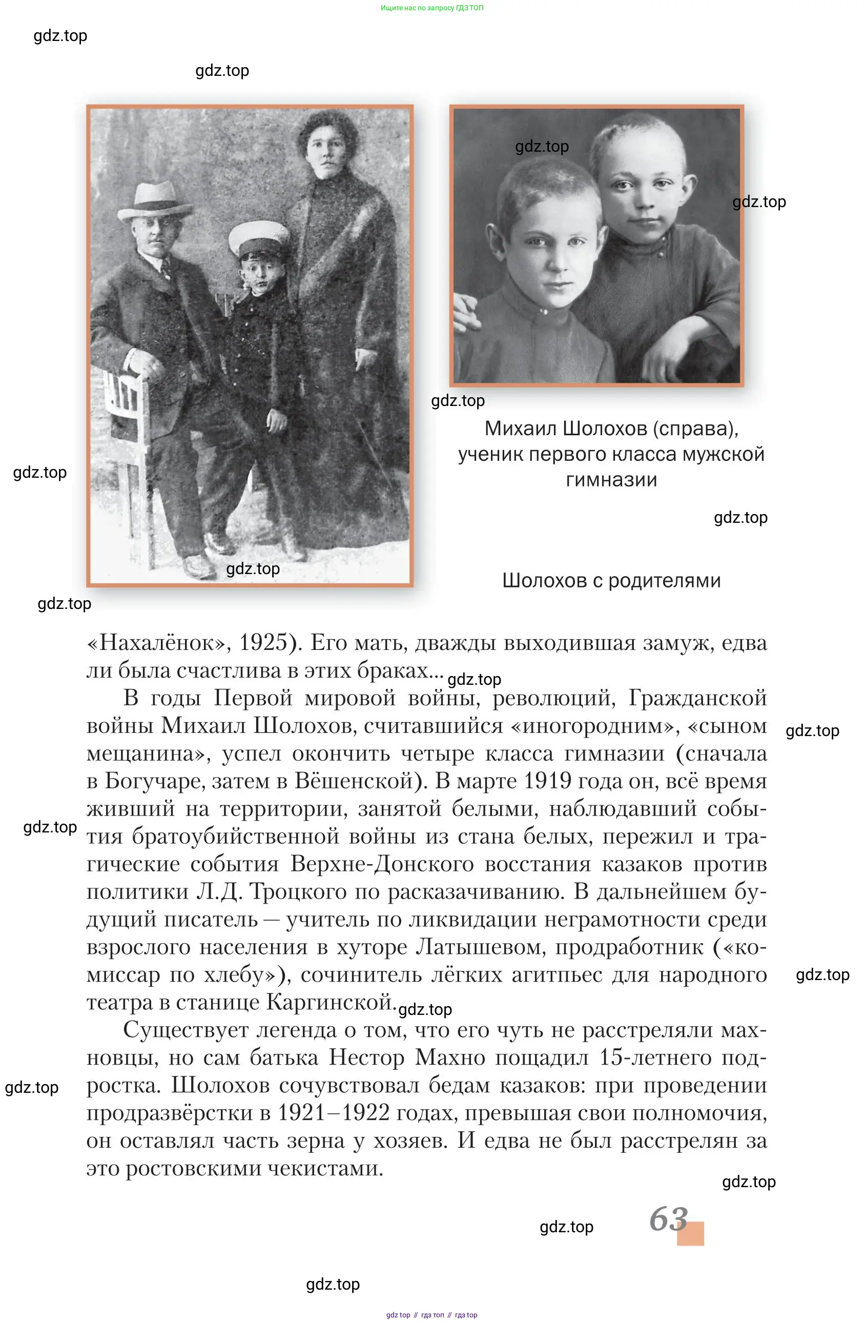 Литература, 11 класс Учебник, авторы: Зинин Сергей Александрович, Чалмаев Виктор Андреевич, издательство Русское слово, Москва, 2019, оранжевого цвета, Часть 1, страница 63