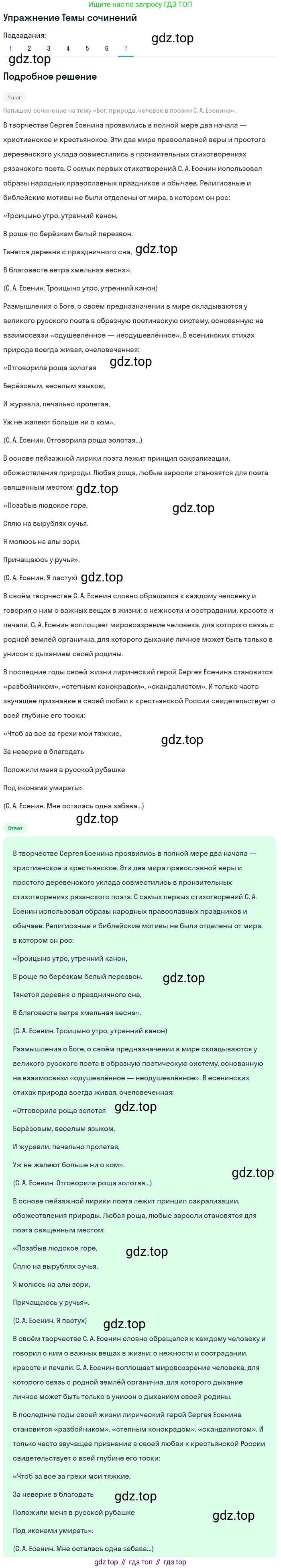 Литература, 11 класс Учебник, авторы: Зинин Сергей Александрович, Чалмаев Виктор Андреевич, издательство Русское слово, Москва, 2019, оранжевого цвета, Часть 1, страница 505, номер 7, Решение