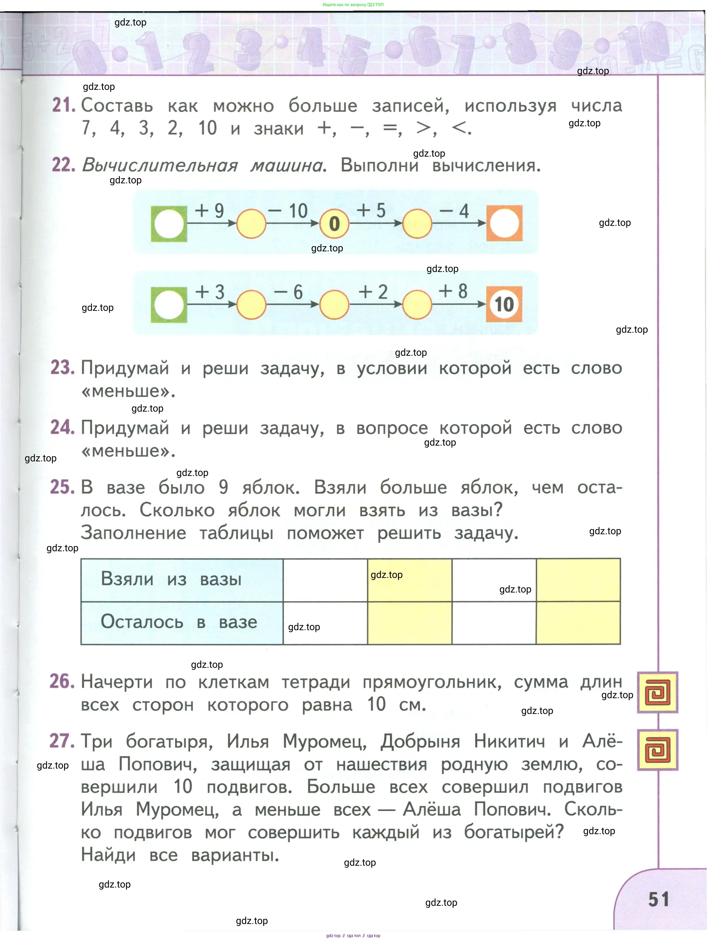 Математика, 1 класс Учебник, авторы: Дорофеев Георгий Владимирович, Миракова Татьяна Николаевна, Бука Татьяна Борисовна, издательство Просвещение, Москва, 2019 - 2022, белого цвета, Часть 2, страница 51