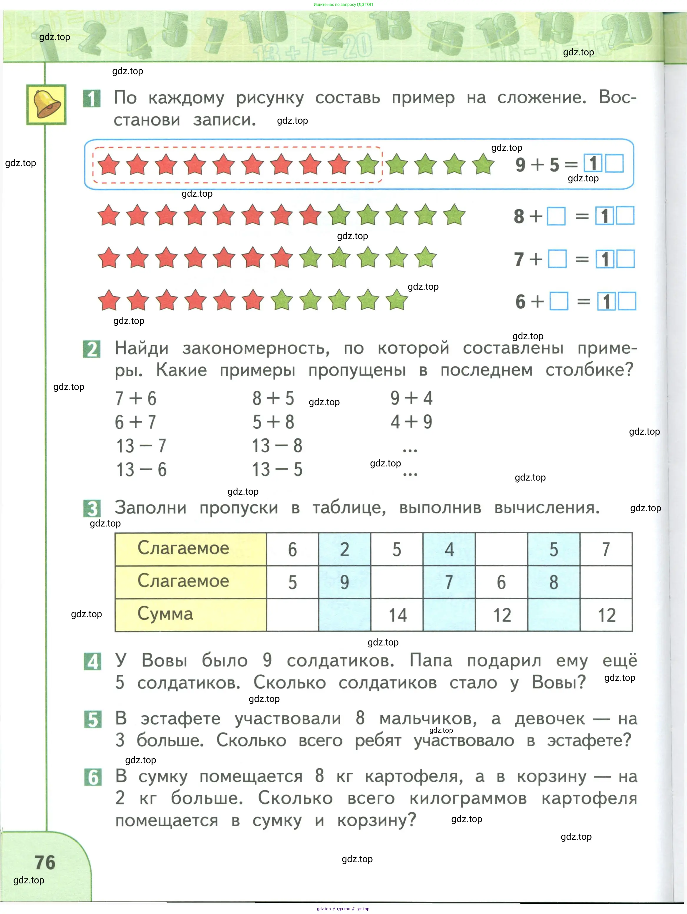 Математика, 1 класс Учебник, авторы: Дорофеев Георгий Владимирович, Миракова Татьяна Николаевна, Бука Татьяна Борисовна, издательство Просвещение, Москва, 2019 - 2022, белого цвета, Часть 1, страница 76