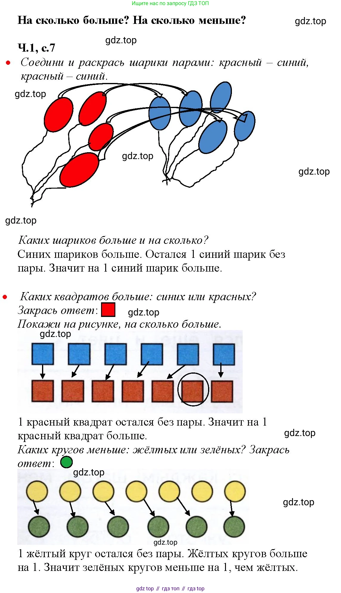 Математика, 1 класс рабочая тетрадь, авторы: Моро Мария Игнатьевна, Волкова Светлана Ивановна, издательство Просвещение, Москва, 2023, белого цвета, Часть 1, страница 7, Решение