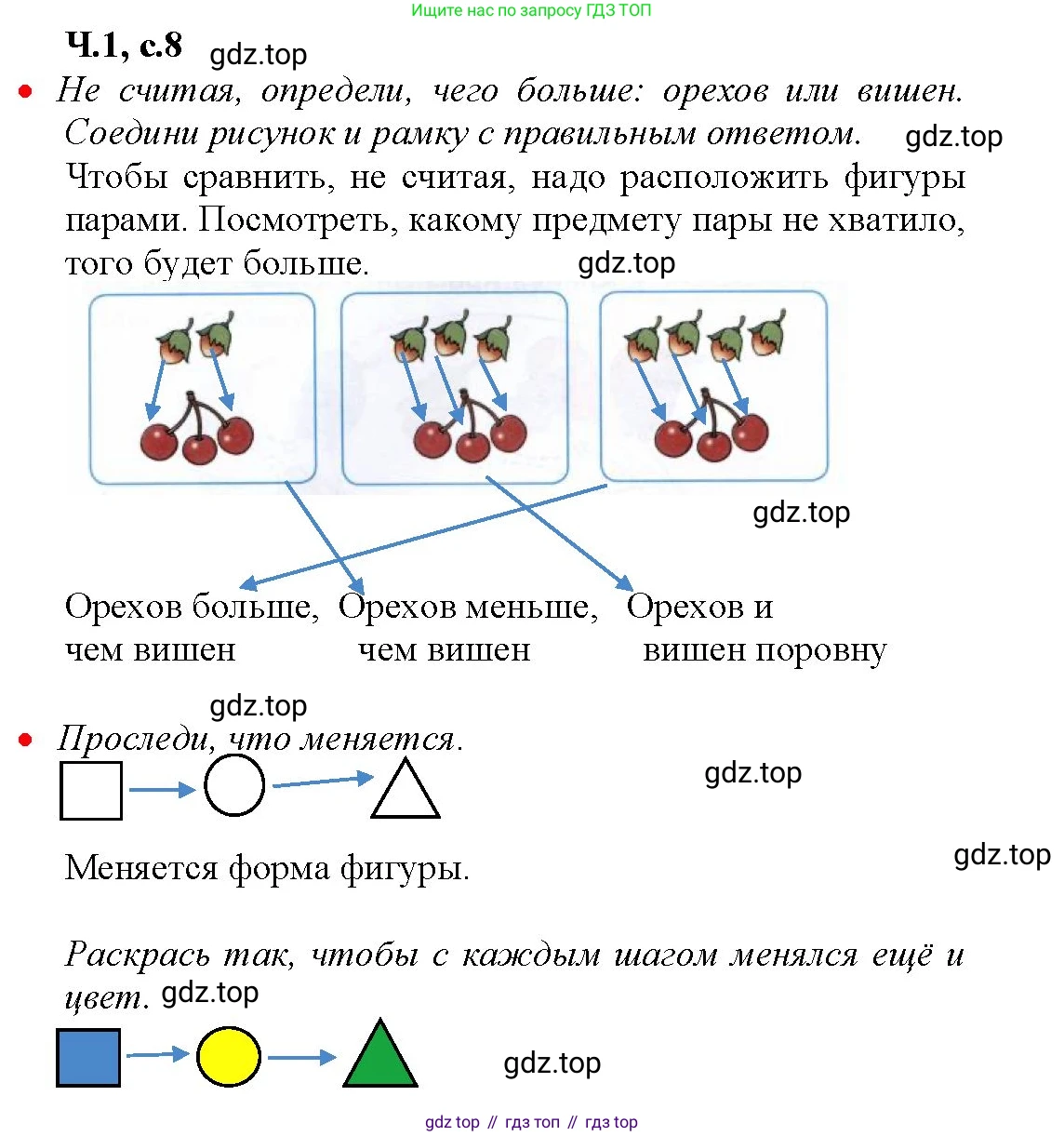 Математика, 1 класс рабочая тетрадь, авторы: Моро Мария Игнатьевна, Волкова Светлана Ивановна, издательство Просвещение, Москва, 2023, белого цвета, Часть 1, страница 8, Решение