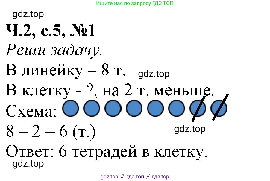 Математика, 1 класс рабочая тетрадь, авторы: Моро Мария Игнатьевна, Волкова Светлана Ивановна, издательство Просвещение, Москва, 2023, белого цвета, Часть 2, страница 5, номер 1, Решение