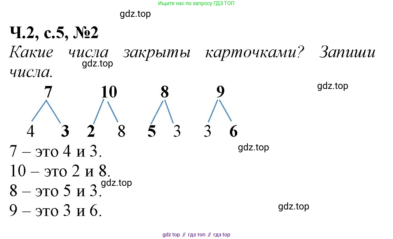 Математика, 1 класс рабочая тетрадь, авторы: Моро Мария Игнатьевна, Волкова Светлана Ивановна, издательство Просвещение, Москва, 2023, белого цвета, Часть 2, страница 5, номер 2, Решение