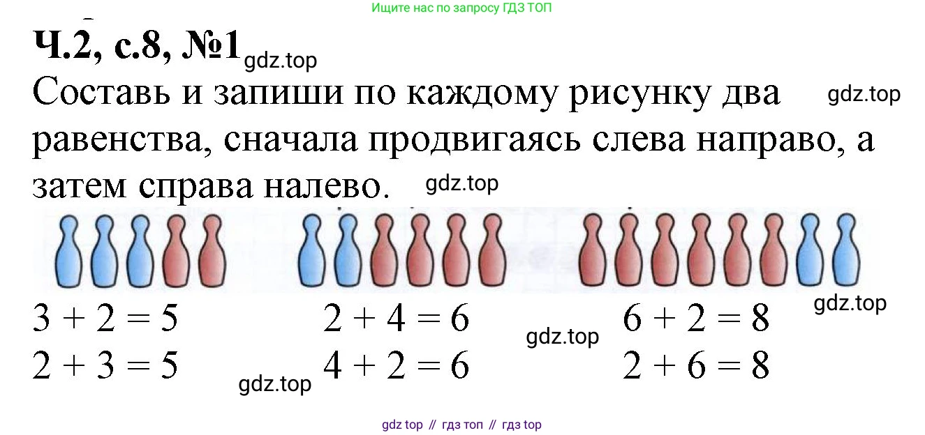 Математика, 1 класс рабочая тетрадь, авторы: Моро Мария Игнатьевна, Волкова Светлана Ивановна, издательство Просвещение, Москва, 2023, белого цвета, Часть 2, страница 8, номер 1, Решение