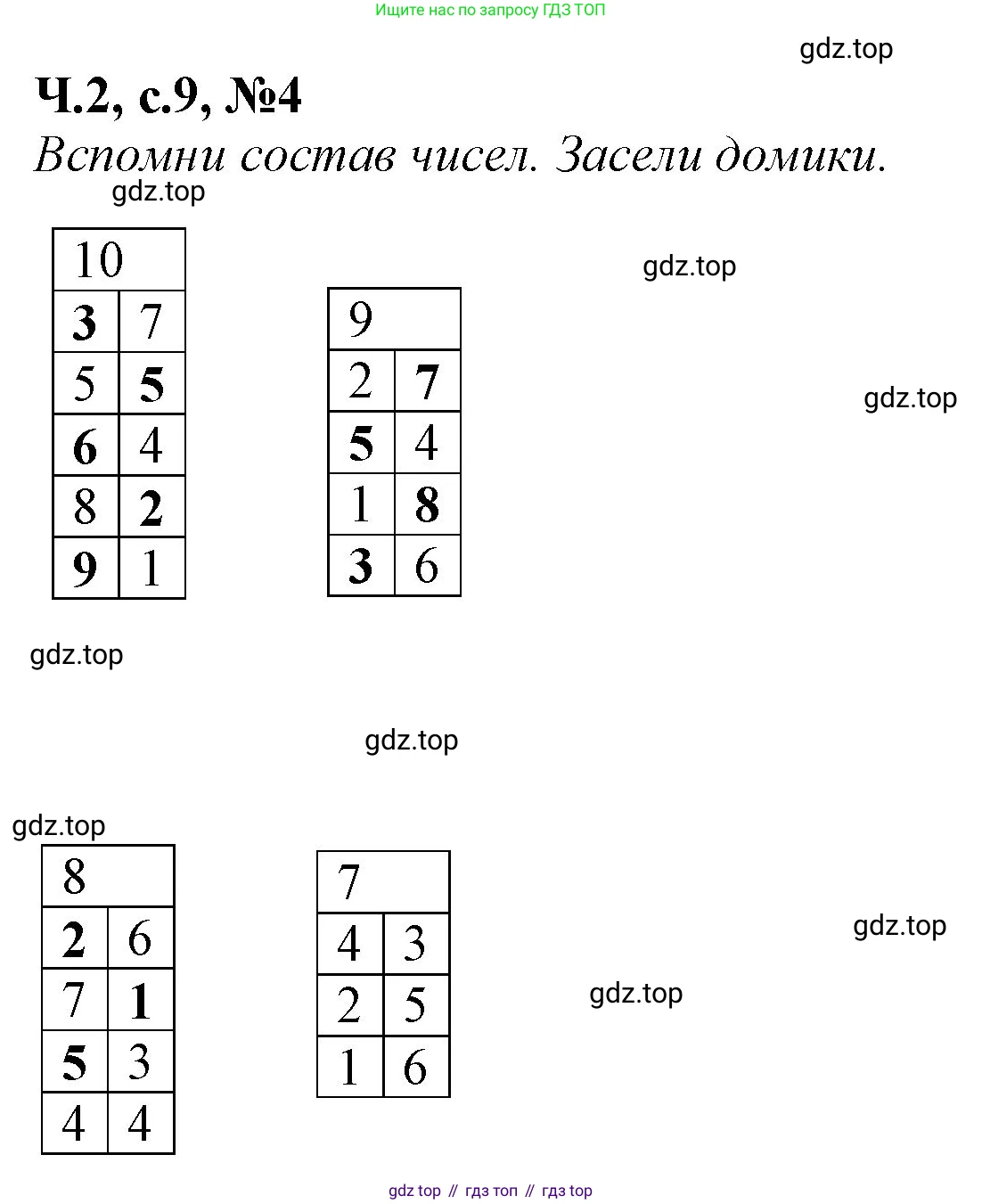 Математика, 1 класс рабочая тетрадь, авторы: Моро Мария Игнатьевна, Волкова Светлана Ивановна, издательство Просвещение, Москва, 2023, белого цвета, Часть 2, страница 9, номер 4, Решение
