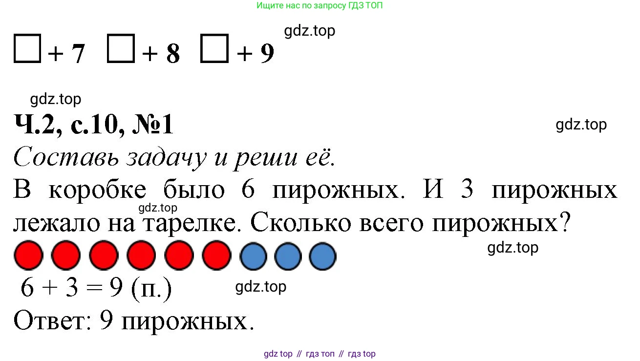 Математика, 1 класс рабочая тетрадь, авторы: Моро Мария Игнатьевна, Волкова Светлана Ивановна, издательство Просвещение, Москва, 2023, белого цвета, Часть 2, страница 10, номер 1, Решение