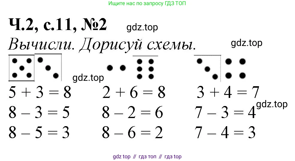 Математика, 1 класс рабочая тетрадь, авторы: Моро Мария Игнатьевна, Волкова Светлана Ивановна, издательство Просвещение, Москва, 2023, белого цвета, Часть 2, страница 11, номер 2, Решение
