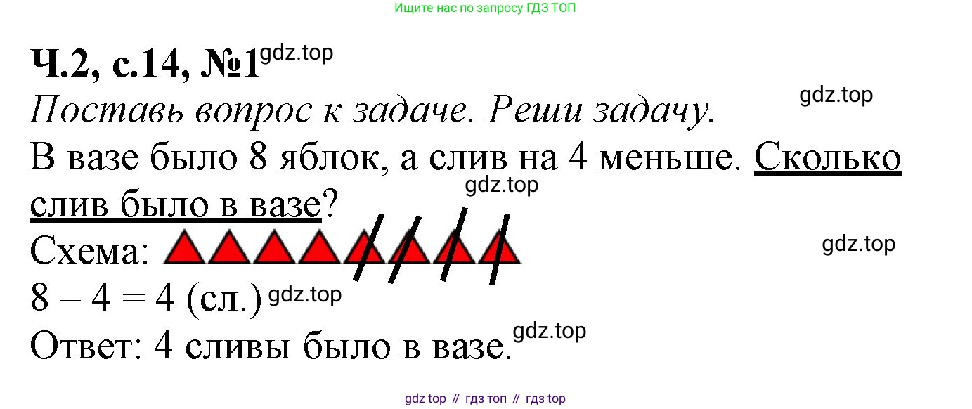 Математика, 1 класс рабочая тетрадь, авторы: Моро Мария Игнатьевна, Волкова Светлана Ивановна, издательство Просвещение, Москва, 2023, белого цвета, Часть 2, страница 14, номер 1, Решение