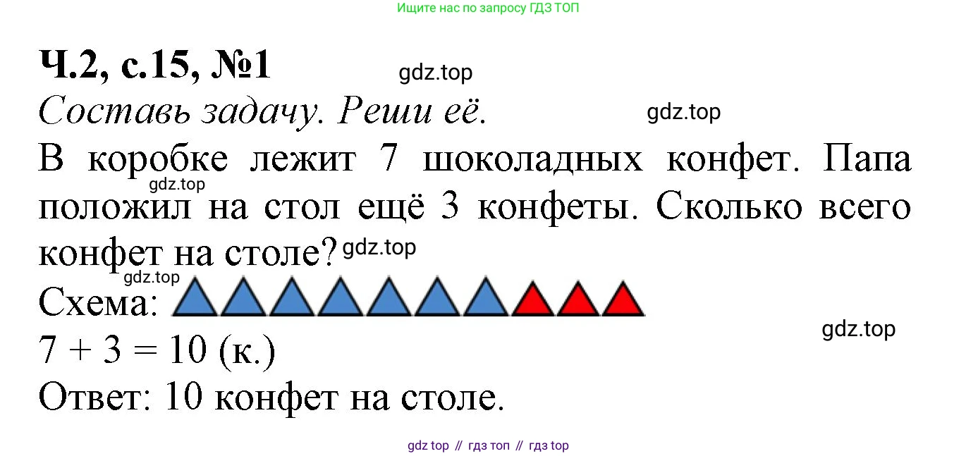 Математика, 1 класс рабочая тетрадь, авторы: Моро Мария Игнатьевна, Волкова Светлана Ивановна, издательство Просвещение, Москва, 2023, белого цвета, Часть 2, страница 15, номер 1, Решение