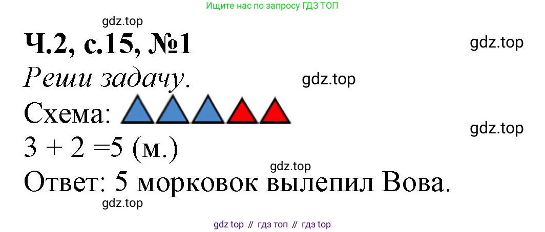 Математика, 1 класс рабочая тетрадь, авторы: Моро Мария Игнатьевна, Волкова Светлана Ивановна, издательство Просвещение, Москва, 2023, белого цвета, Часть 2, страница 15, номер 1, Решение
