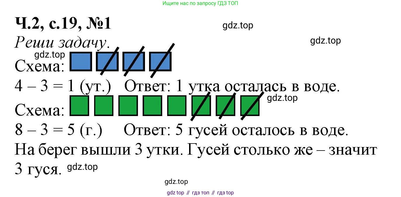 Математика, 1 класс рабочая тетрадь, авторы: Моро Мария Игнатьевна, Волкова Светлана Ивановна, издательство Просвещение, Москва, 2023, белого цвета, Часть 2, страница 19, номер 1, Решение