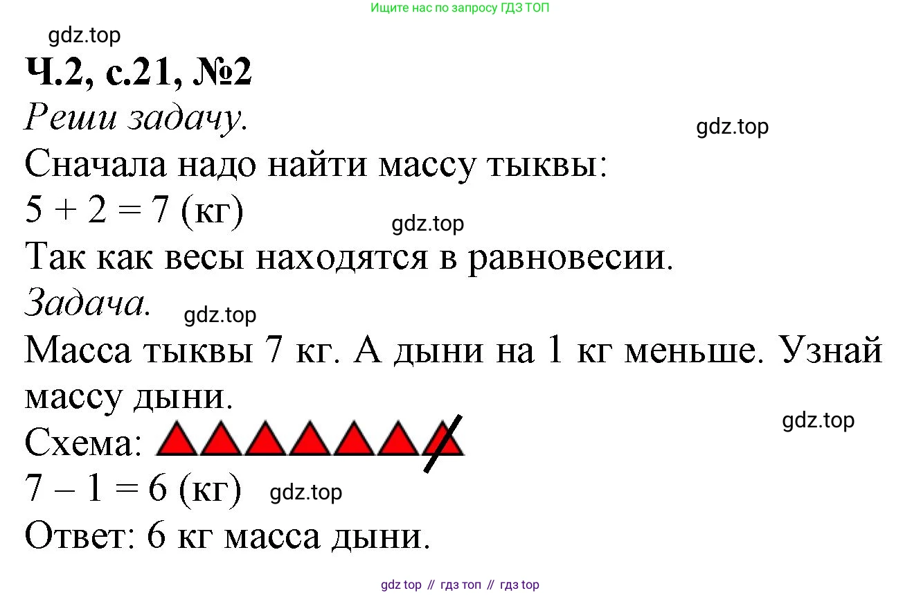 Математика, 1 класс рабочая тетрадь, авторы: Моро Мария Игнатьевна, Волкова Светлана Ивановна, издательство Просвещение, Москва, 2023, белого цвета, Часть 2, страница 21, номер 2, Решение