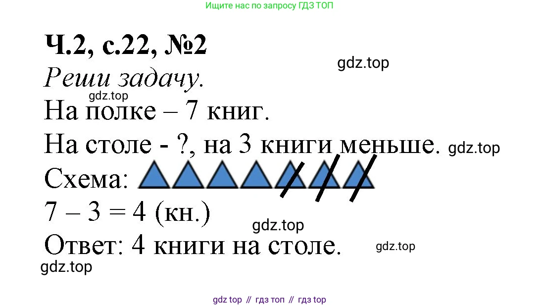 Математика, 1 класс рабочая тетрадь, авторы: Моро Мария Игнатьевна, Волкова Светлана Ивановна, издательство Просвещение, Москва, 2023, белого цвета, Часть 2, страница 22, номер 2, Решение