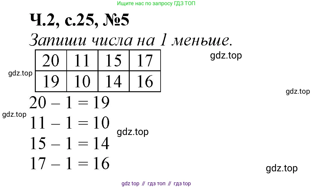 Математика, 1 класс рабочая тетрадь, авторы: Моро Мария Игнатьевна, Волкова Светлана Ивановна, издательство Просвещение, Москва, 2023, белого цвета, Часть 2, страница 25, номер 5, Решение