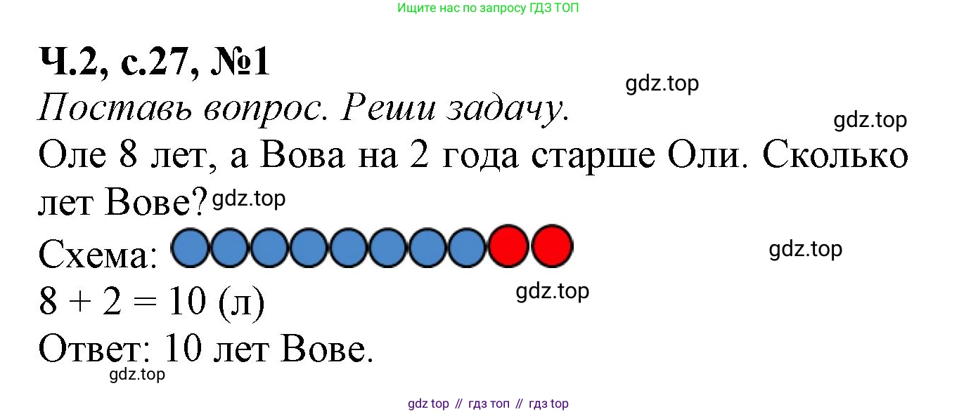 Математика, 1 класс рабочая тетрадь, авторы: Моро Мария Игнатьевна, Волкова Светлана Ивановна, издательство Просвещение, Москва, 2023, белого цвета, Часть 2, страница 27, номер 1, Решение