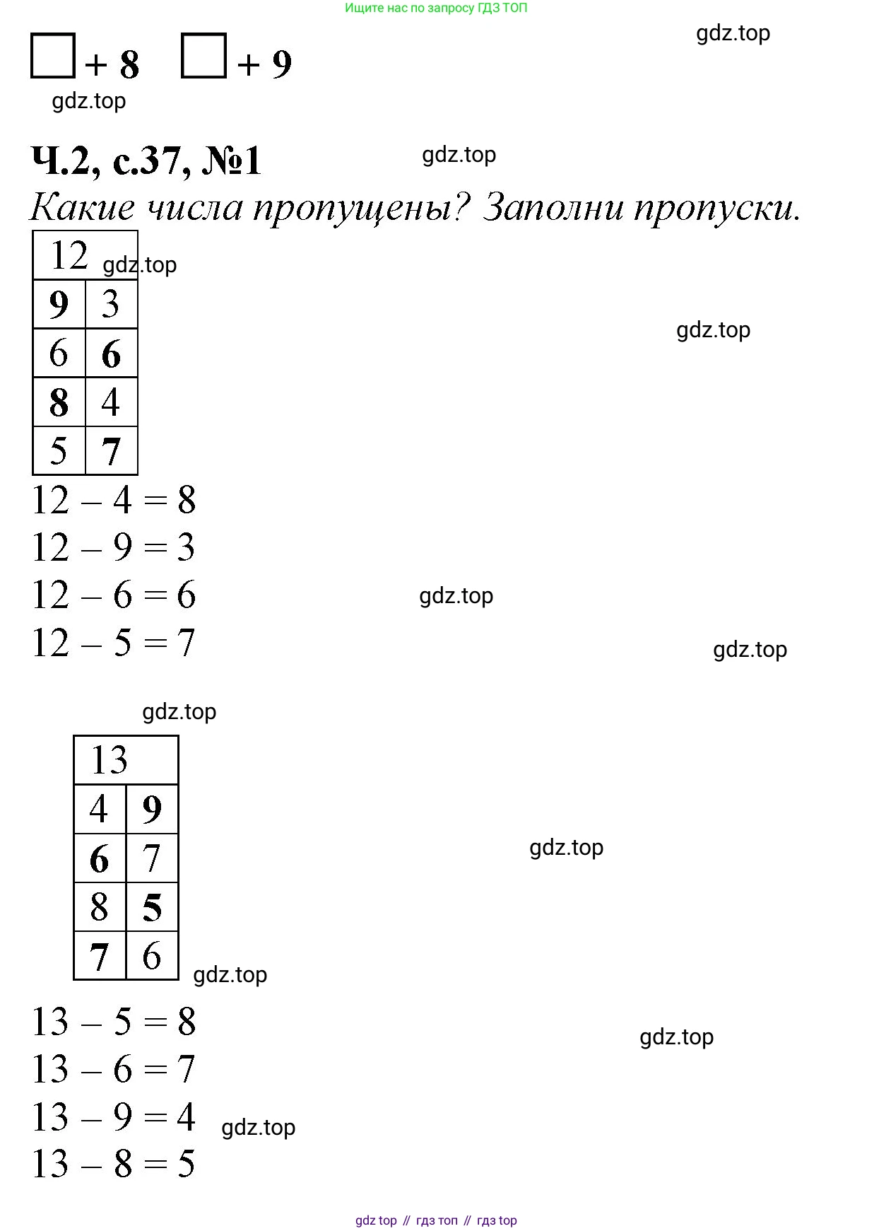 Математика, 1 класс рабочая тетрадь, авторы: Моро Мария Игнатьевна, Волкова Светлана Ивановна, издательство Просвещение, Москва, 2023, белого цвета, Часть 2, страница 37, номер 1, Решение