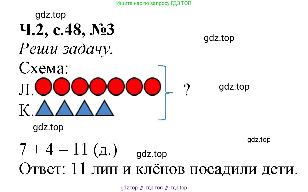 Математика, 1 класс рабочая тетрадь, авторы: Моро Мария Игнатьевна, Волкова Светлана Ивановна, издательство Просвещение, Москва, 2023, белого цвета, Часть 2, страница 48, номер 3, Решение