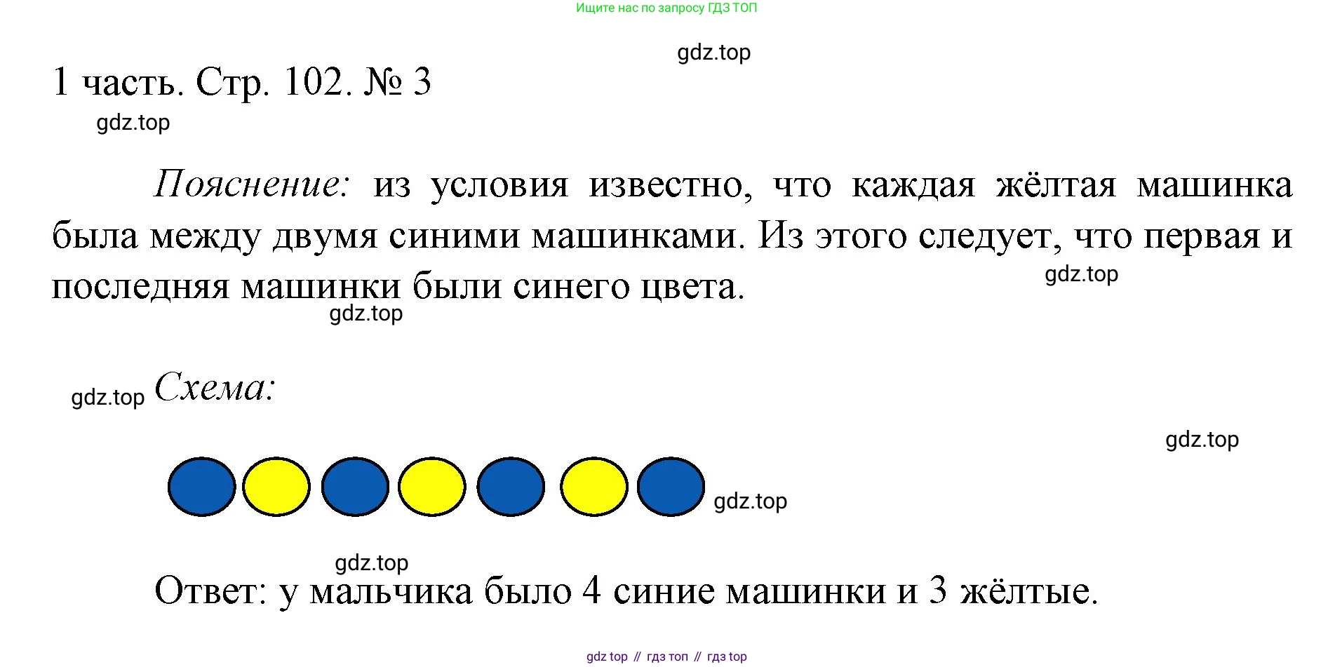 ГДЗ Математика, 1 класс Учебник, авторы: Моро Мария Игнатьевна, Волкова Светлана Ивановна, Степанова Светлана Вячеславовна, издательство Просвещение, Москва, 2023, белого цвета, Часть 1, страница 102, номер 3, Решение