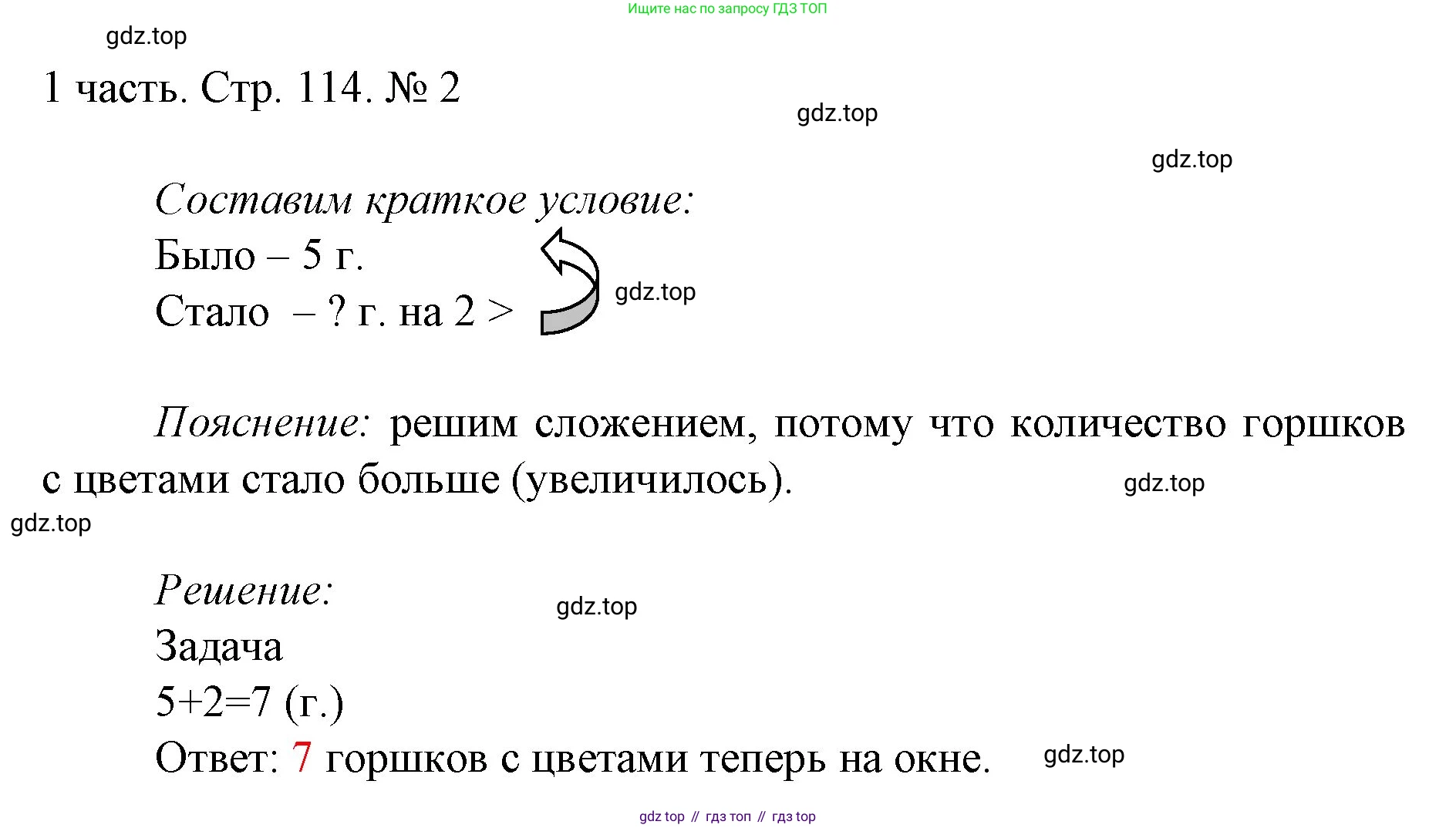 ГДЗ Математика, 1 класс Учебник, авторы: Моро Мария Игнатьевна, Волкова Светлана Ивановна, Степанова Светлана Вячеславовна, издательство Просвещение, Москва, 2023, белого цвета, Часть 1, страница 114, номер 2, Решение