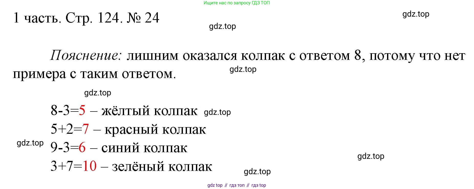 ГДЗ Математика, 1 класс Учебник, авторы: Моро Мария Игнатьевна, Волкова Светлана Ивановна, Степанова Светлана Вячеславовна, издательство Просвещение, Москва, 2023, белого цвета, Часть 1, страница 124, номер 24, Решение