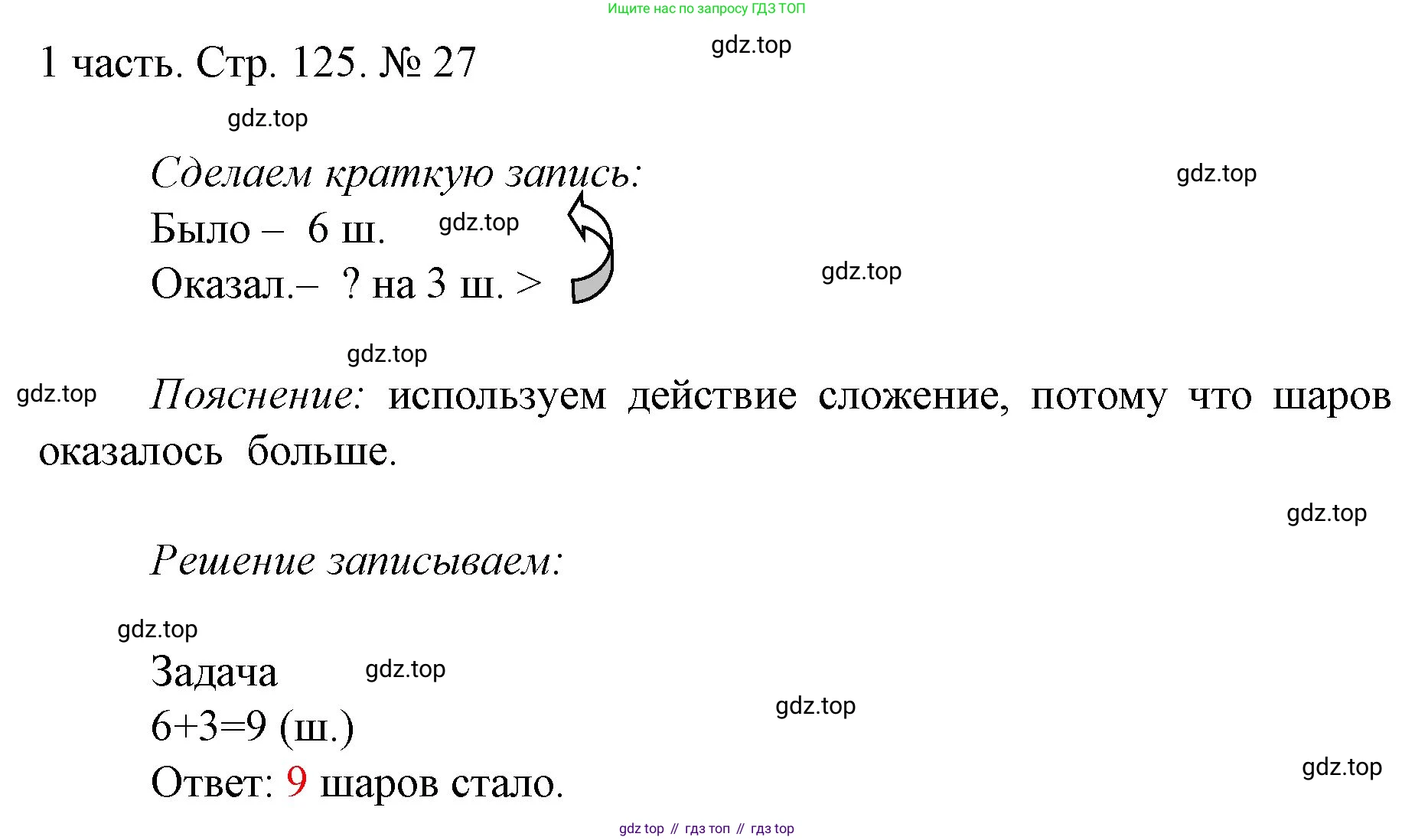 ГДЗ Математика, 1 класс Учебник, авторы: Моро Мария Игнатьевна, Волкова Светлана Ивановна, Степанова Светлана Вячеславовна, издательство Просвещение, Москва, 2023, белого цвета, Часть 1, страница 125, номер 27, Решение