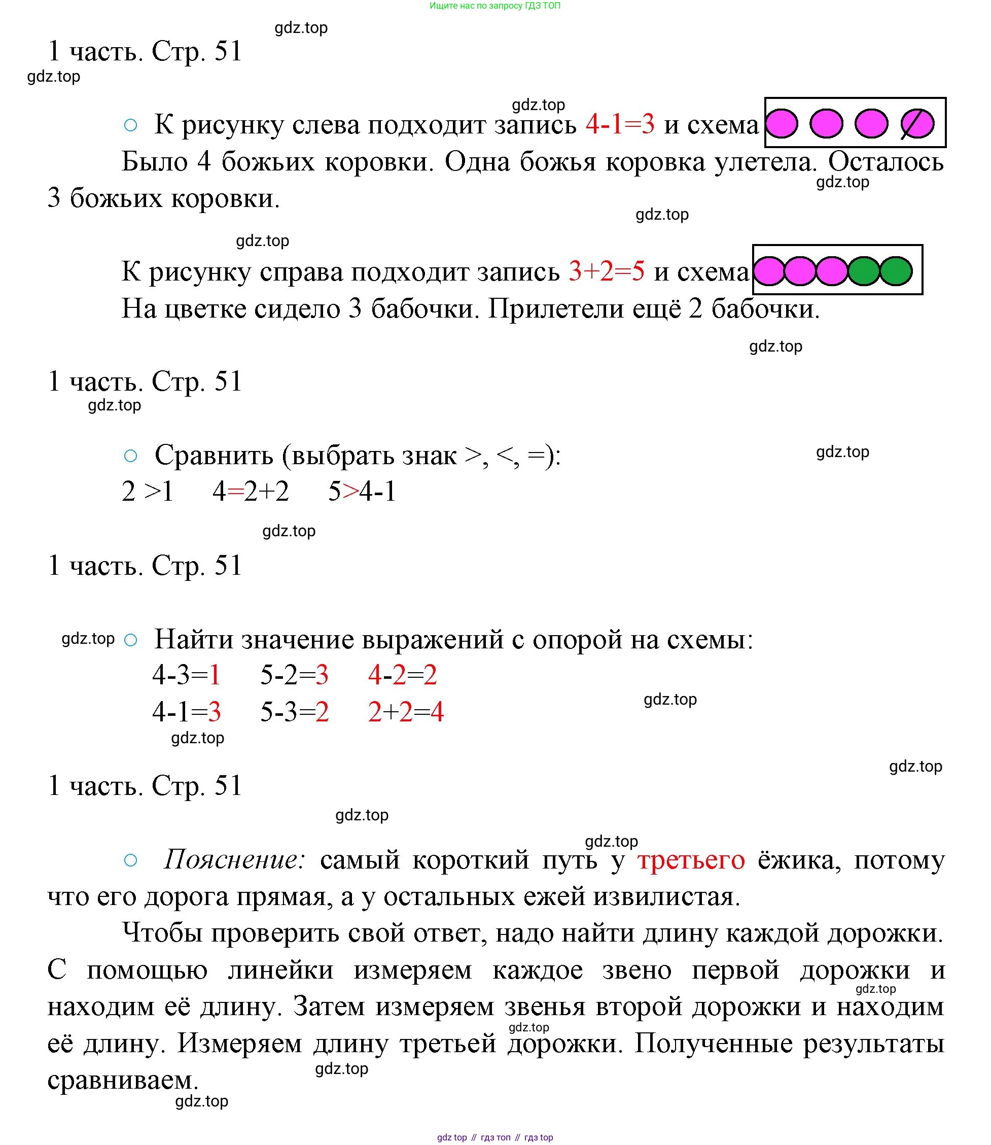 ГДЗ Математика, 1 класс Учебник, авторы: Моро Мария Игнатьевна, Волкова Светлана Ивановна, Степанова Светлана Вячеславовна, издательство Просвещение, Москва, 2023, белого цвета, Часть 1, страница 51, номер 51, Решение