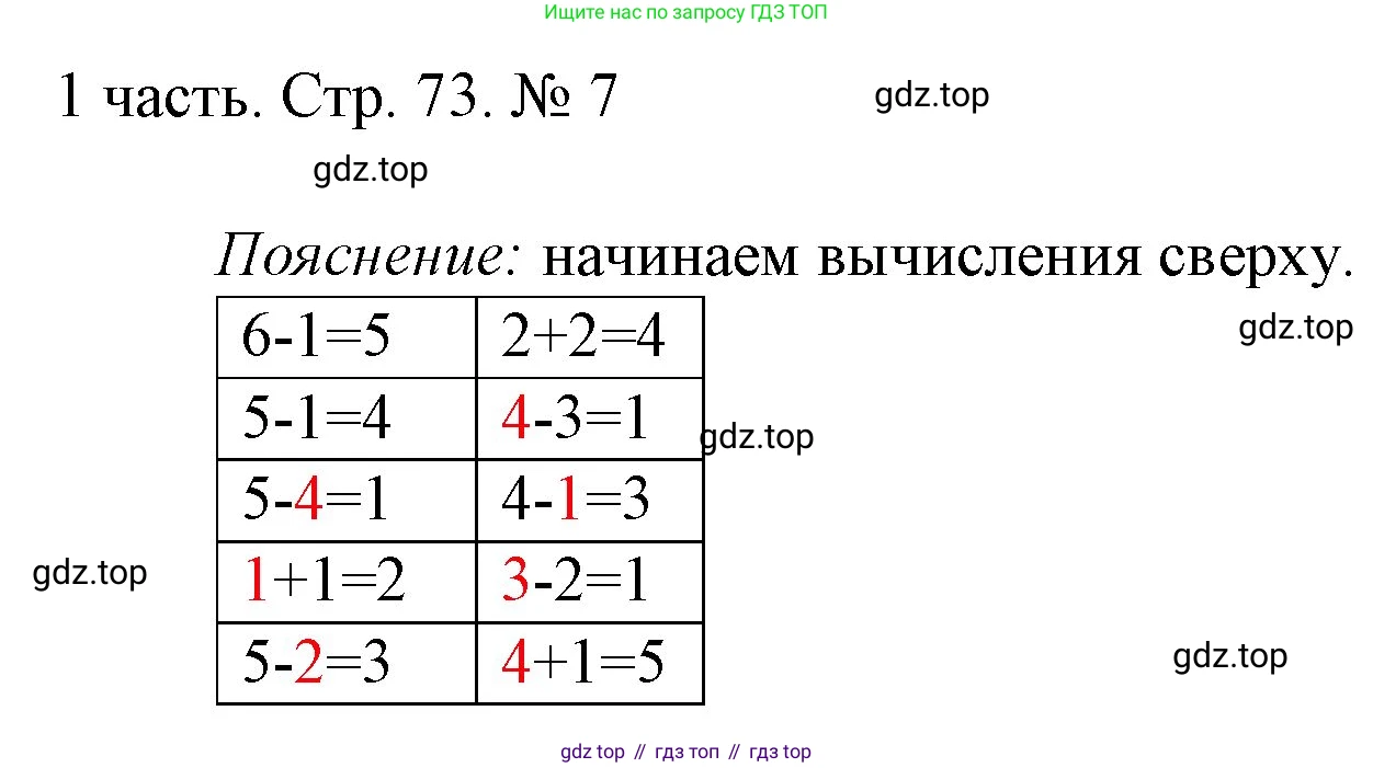 ГДЗ Математика, 1 класс Учебник, авторы: Моро Мария Игнатьевна, Волкова Светлана Ивановна, Степанова Светлана Вячеславовна, издательство Просвещение, Москва, 2023, белого цвета, Часть 1, страница 73, номер 7, Решение