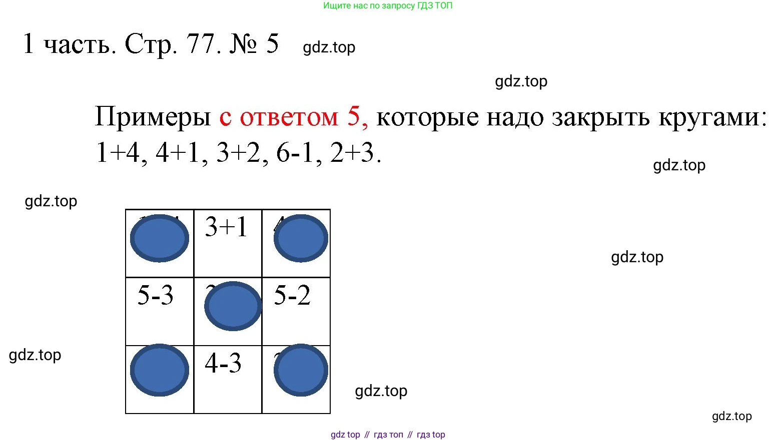 ГДЗ Математика, 1 класс Учебник, авторы: Моро Мария Игнатьевна, Волкова Светлана Ивановна, Степанова Светлана Вячеславовна, издательство Просвещение, Москва, 2023, белого цвета, Часть 1, страница 77, номер 5, Решение