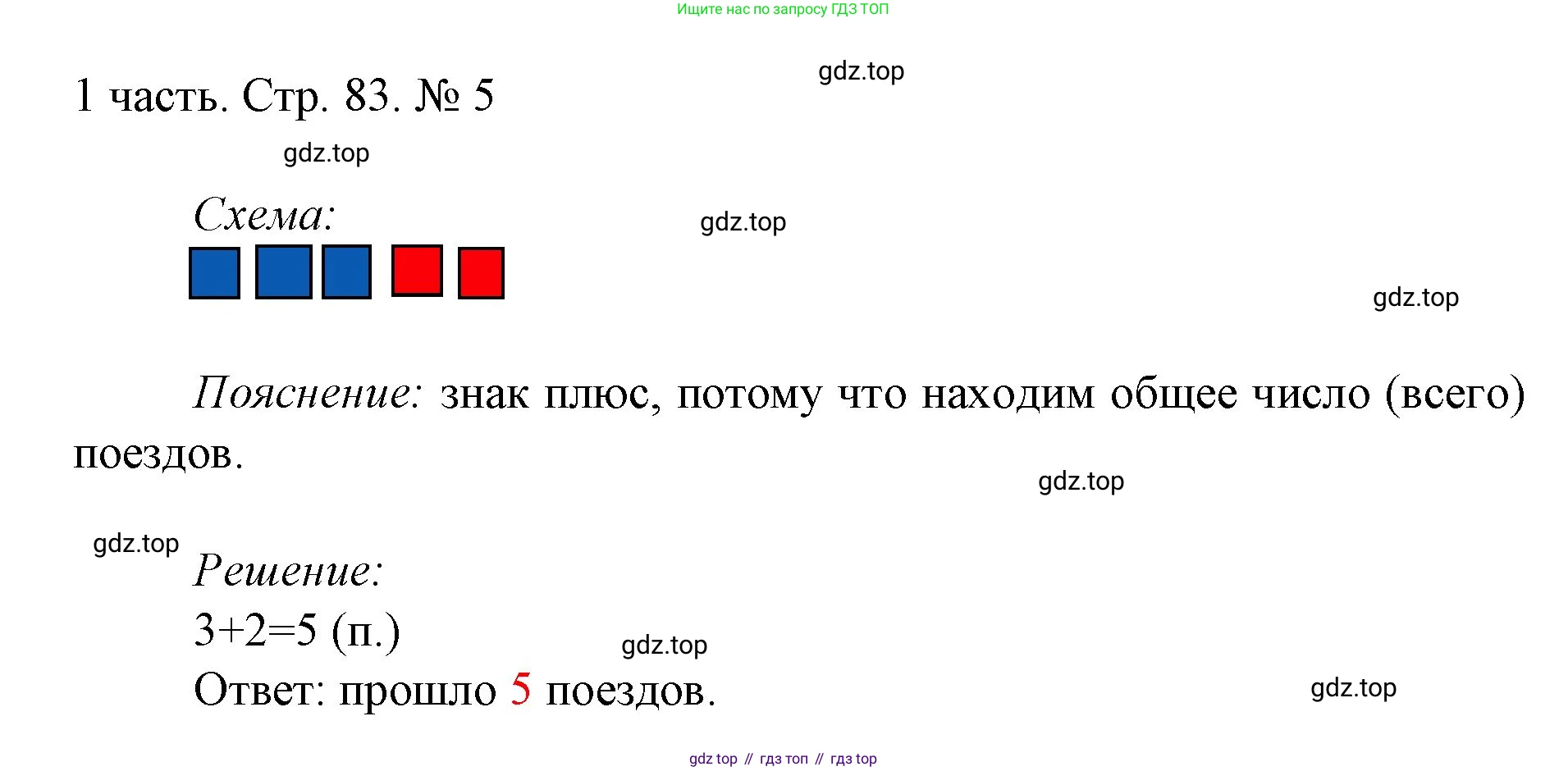 ГДЗ Математика, 1 класс Учебник, авторы: Моро Мария Игнатьевна, Волкова Светлана Ивановна, Степанова Светлана Вячеславовна, издательство Просвещение, Москва, 2023, белого цвета, Часть 1, страница 83, номер 5, Решение