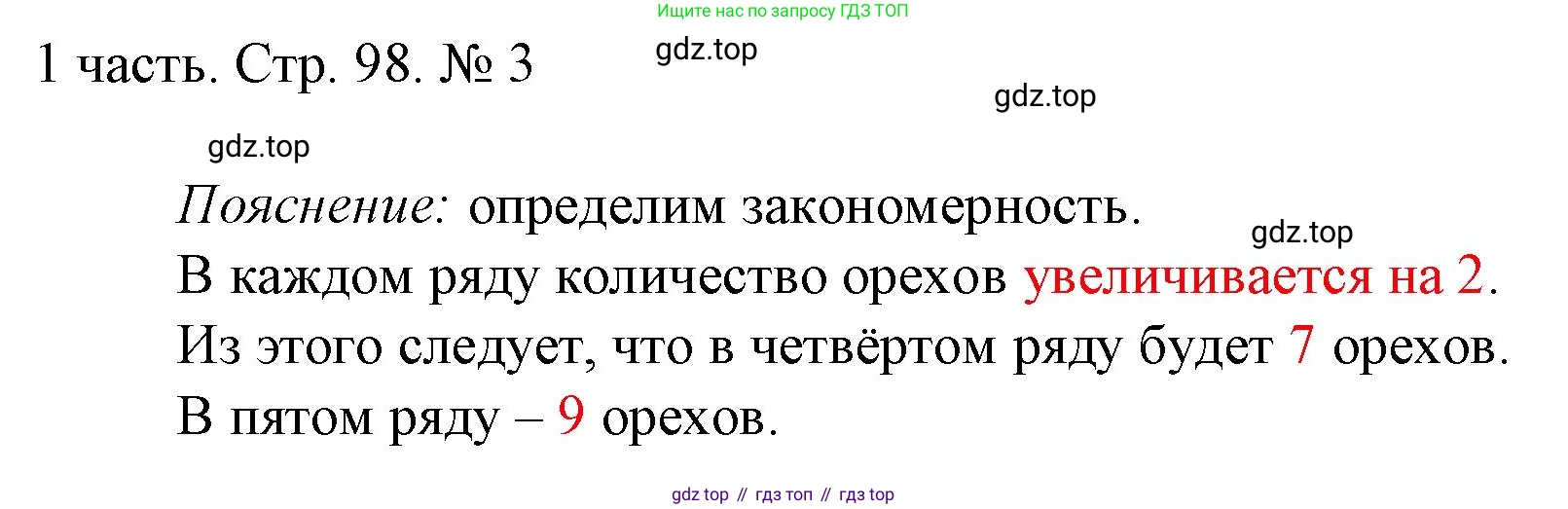 ГДЗ Математика, 1 класс Учебник, авторы: Моро Мария Игнатьевна, Волкова Светлана Ивановна, Степанова Светлана Вячеславовна, издательство Просвещение, Москва, 2023, белого цвета, Часть 1, страница 98, номер 3, Решение