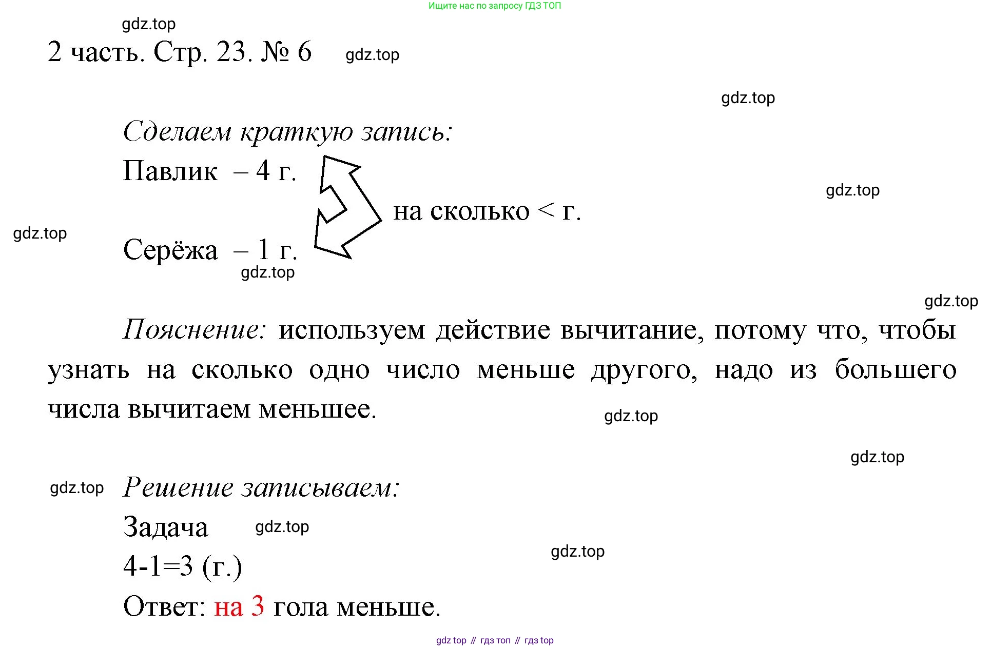 ГДЗ Математика, 1 класс Учебник, авторы: Моро Мария Игнатьевна, Волкова Светлана Ивановна, Степанова Светлана Вячеславовна, издательство Просвещение, Москва, 2023, белого цвета, Часть 2, страница 23, номер 6, Решение