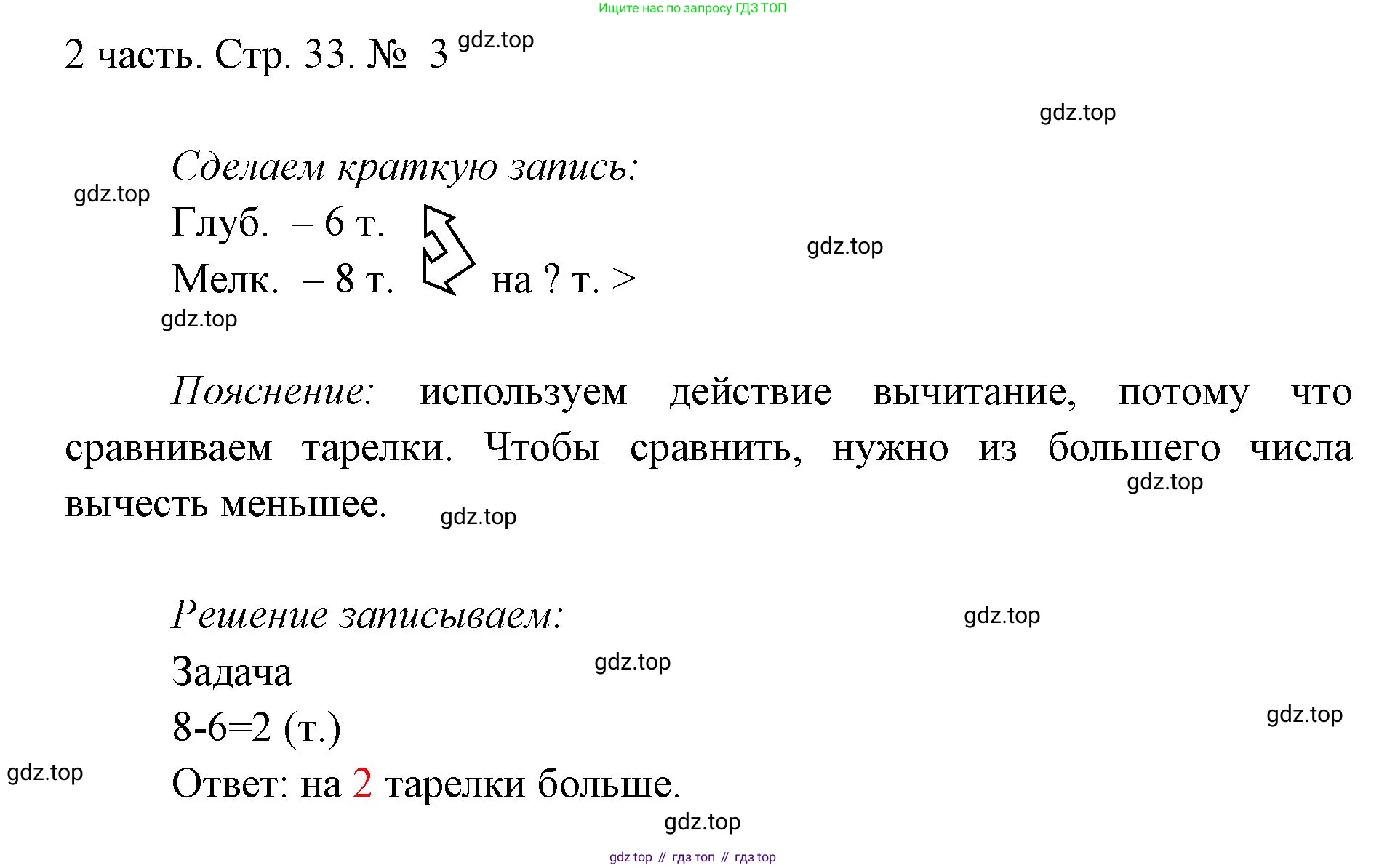 ГДЗ Математика, 1 класс Учебник, авторы: Моро Мария Игнатьевна, Волкова Светлана Ивановна, Степанова Светлана Вячеславовна, издательство Просвещение, Москва, 2023, белого цвета, Часть 2, страница 33, номер 3, Решение