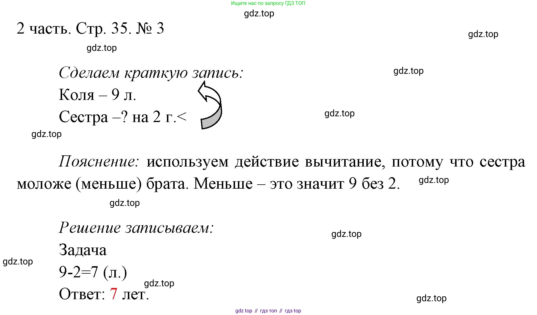 ГДЗ Математика, 1 класс Учебник, авторы: Моро Мария Игнатьевна, Волкова Светлана Ивановна, Степанова Светлана Вячеславовна, издательство Просвещение, Москва, 2023, белого цвета, Часть 2, страница 35, номер 3, Решение