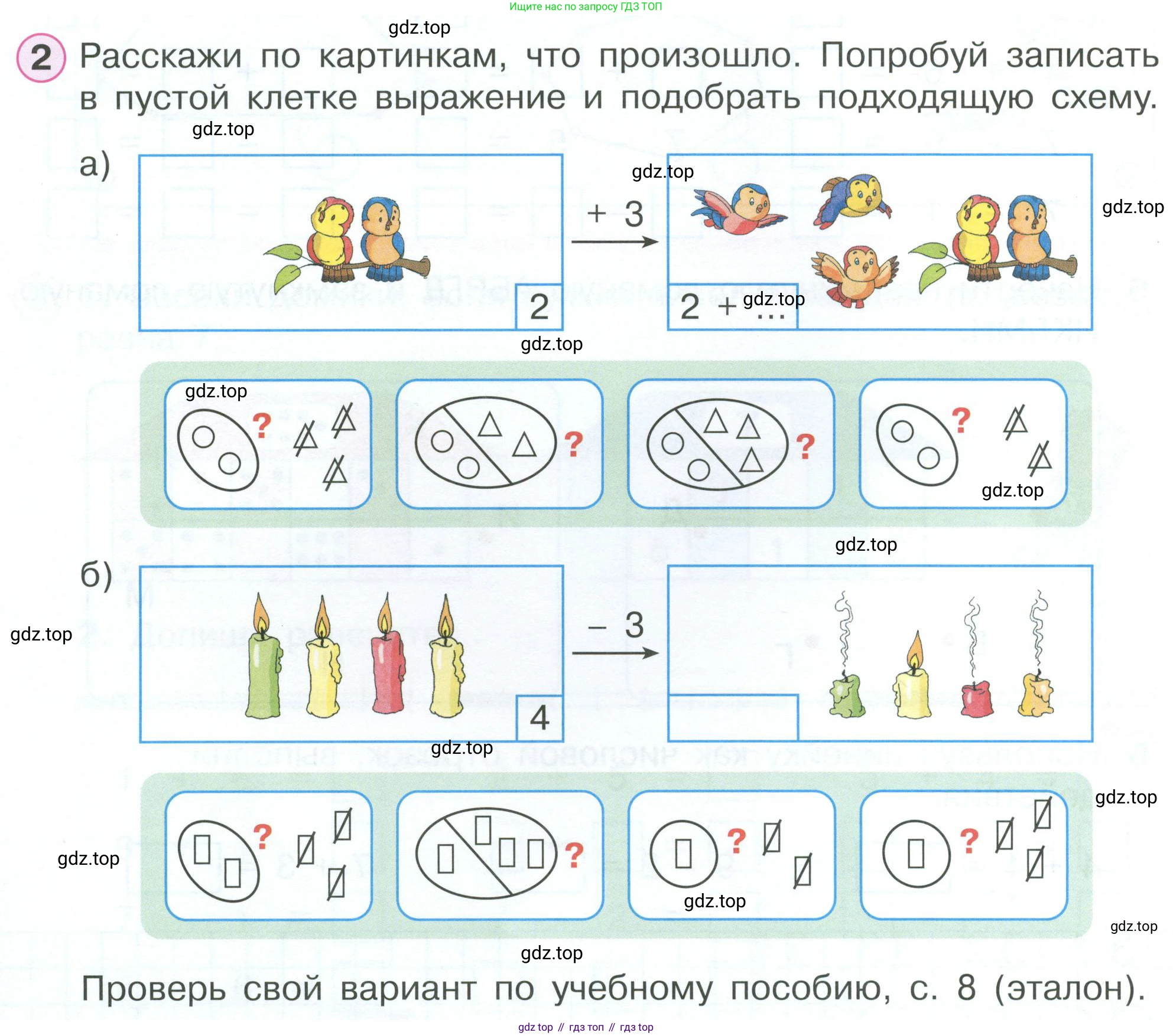 Математика, 1 класс рабочая тетрадь, автор: Петерсон Людмила Георгиевна, издательство Просвещение, Москва, 2020, жёлтого цвета, Часть 2, страница 8, номер 2, Условие 2023
