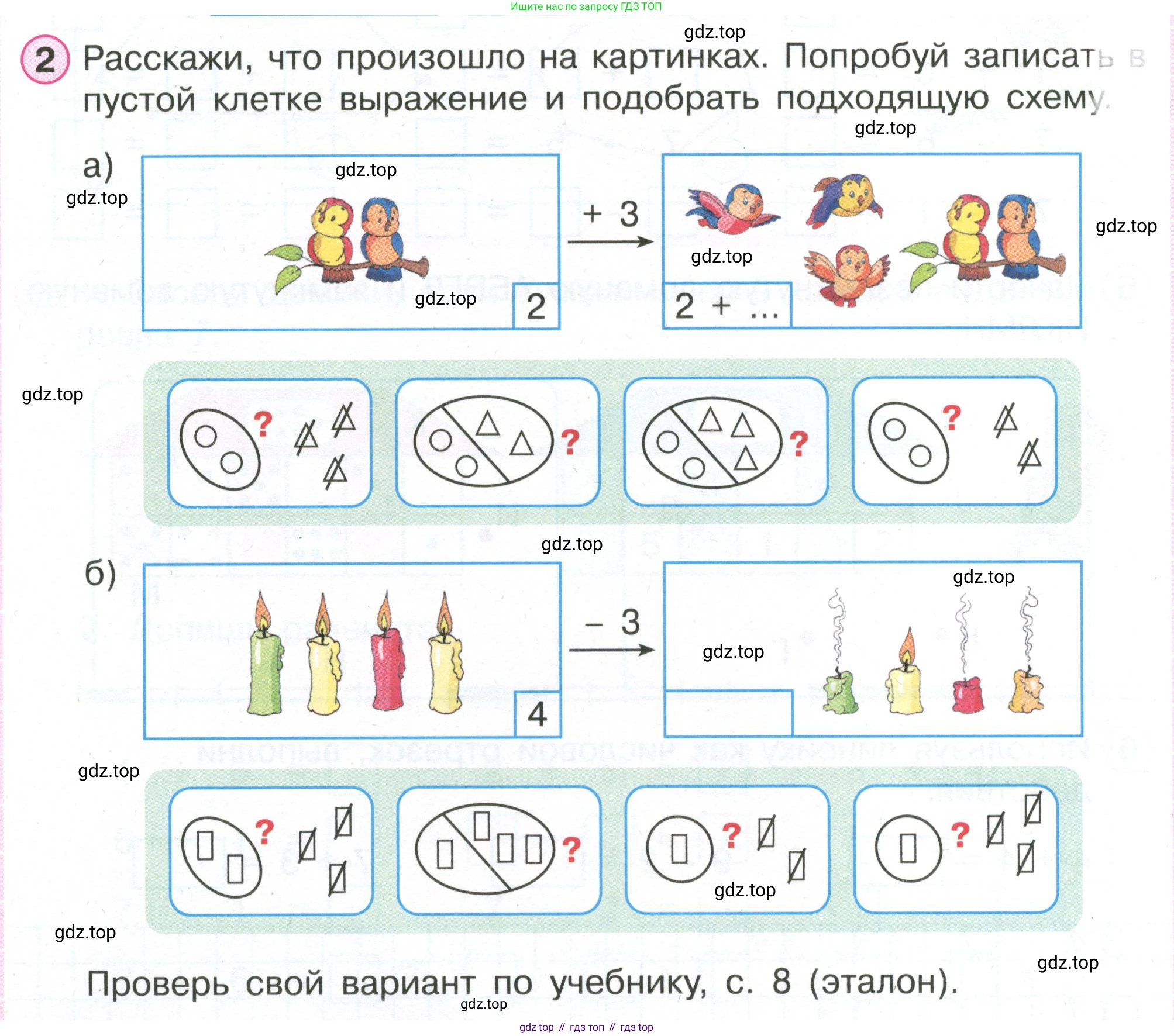 Математика, 1 класс рабочая тетрадь, автор: Петерсон Людмила Георгиевна, издательство Просвещение, Москва, 2020, жёлтого цвета, Часть 2, страница 8, номер 2, Условие 2020-2022
