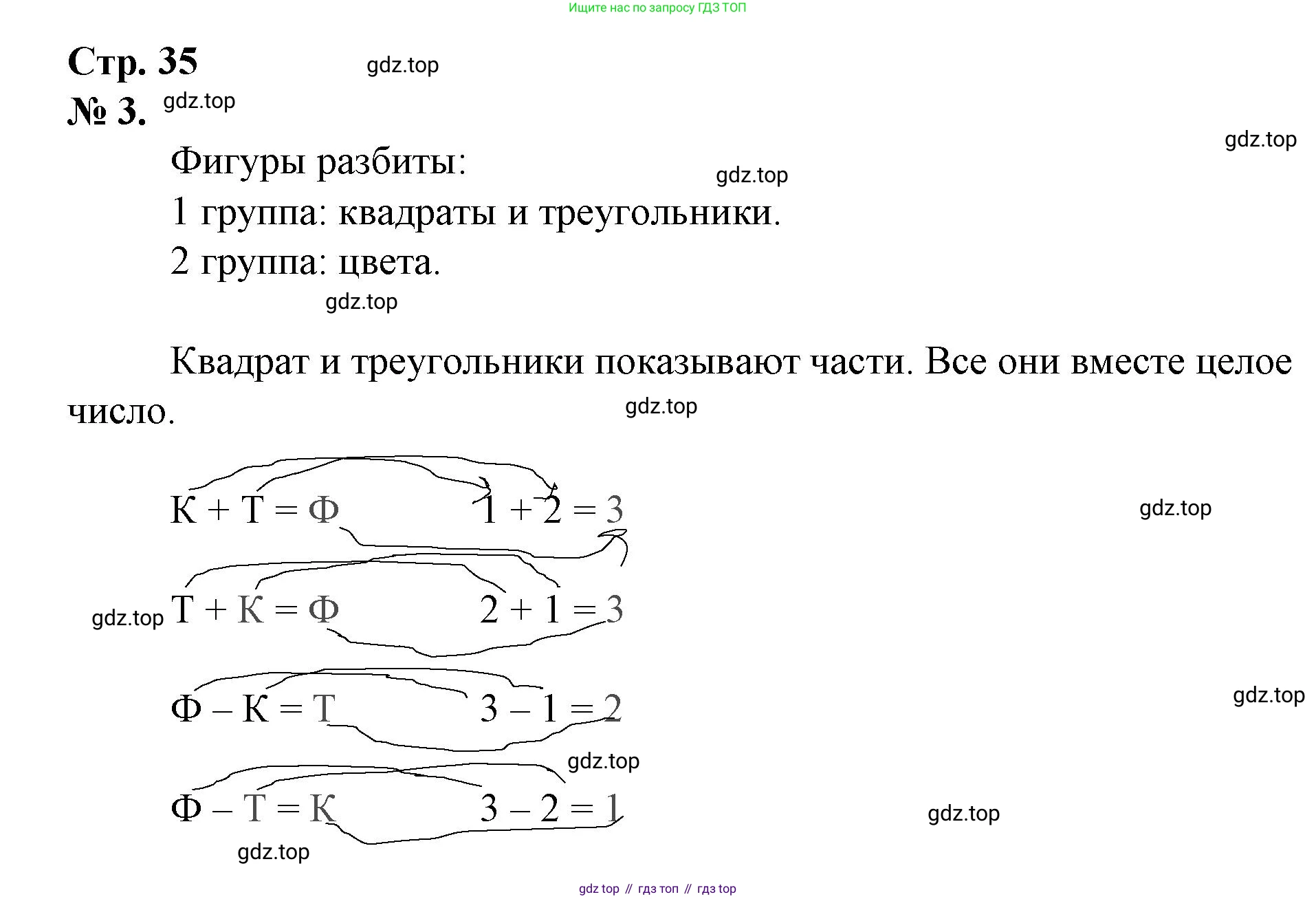 Математика, 1 класс рабочая тетрадь, автор: Петерсон Людмила Георгиевна, издательство Просвещение, Москва, 2020, жёлтого цвета, Часть 1, страница 35, номер 3, Решение 2020-2022