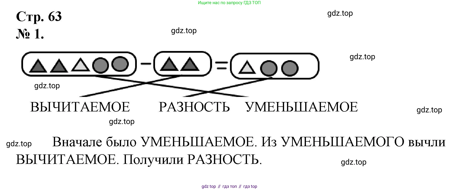 Математика, 1 класс рабочая тетрадь, автор: Петерсон Людмила Георгиевна, издательство Просвещение, Москва, 2020, жёлтого цвета, Часть 1, страница 63, номер 1, Решение 2020-2022