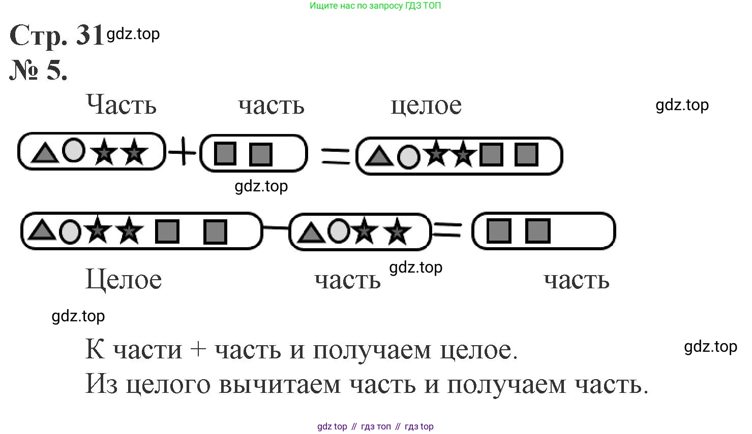 Математика, 1 класс рабочая тетрадь, автор: Петерсон Людмила Георгиевна, издательство Просвещение, Москва, 2020, жёлтого цвета, Часть 2, страница 31, номер 5, Решение 2020-2022